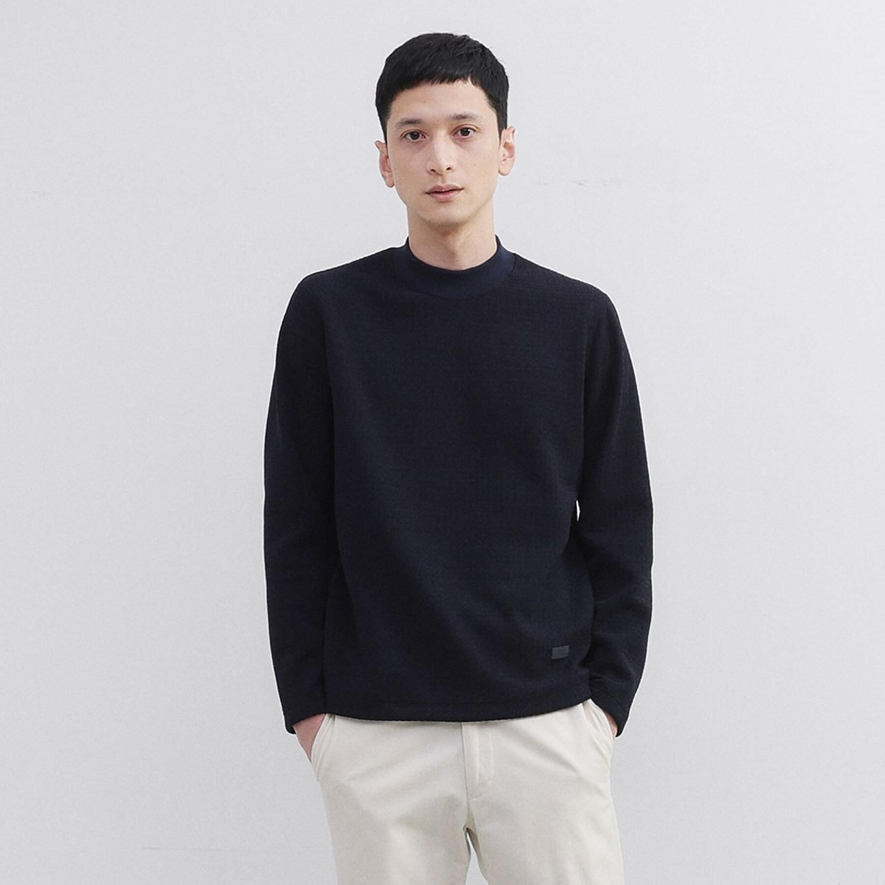 TAKEO KIKUCHI「モールクオーターモックネック」|Tシャツ・カットソー|ネイビー(094)