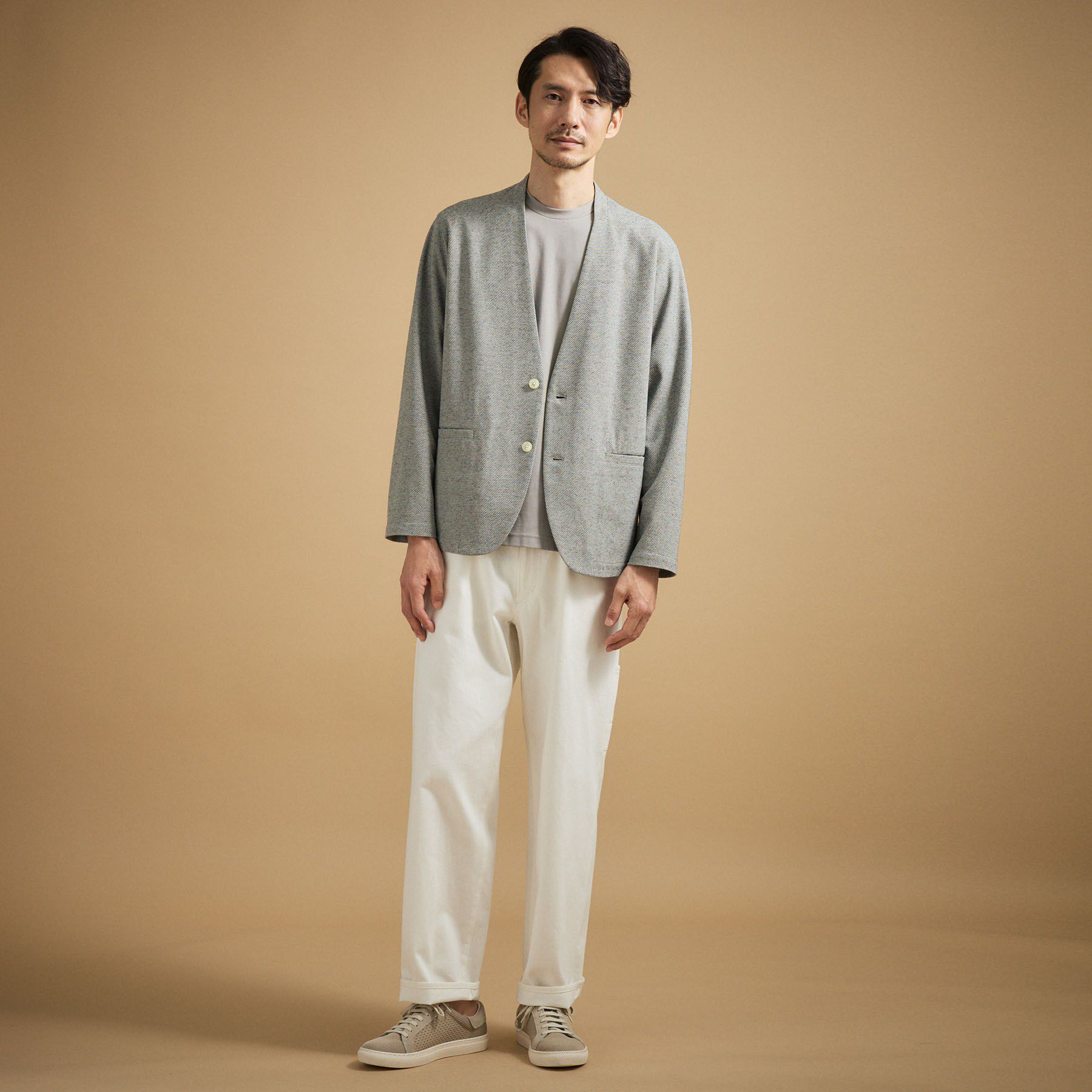 TAKEO KIKUCHI「【抗菌防臭】バーズアイメッシュノーカラージャケット」|ノーカラージャケット|