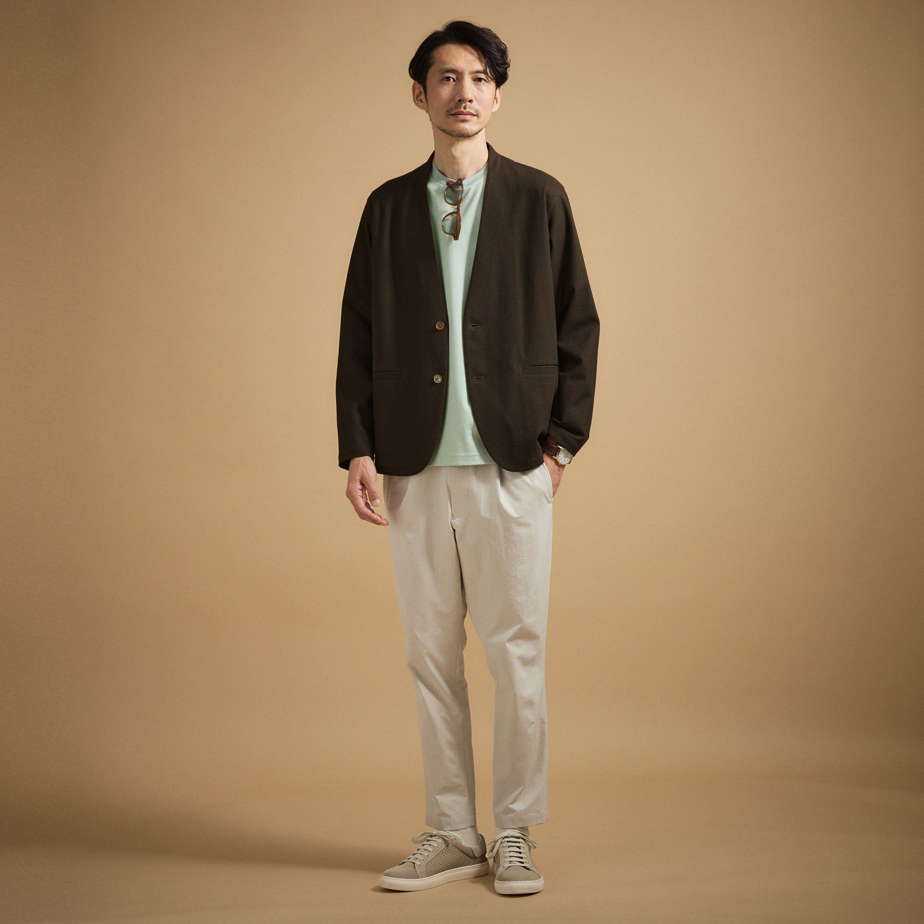 TAKEO KIKUCHI「【抗菌防臭】バーズアイメッシュノーカラージャケット」|ノーカラージャケット|