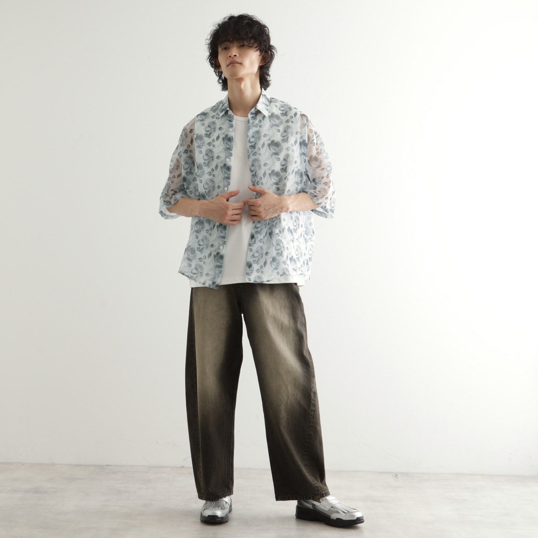 tk.TAKEO KIKUCHI「シアーフラワーシャツ」|シャツ・ブラウス|