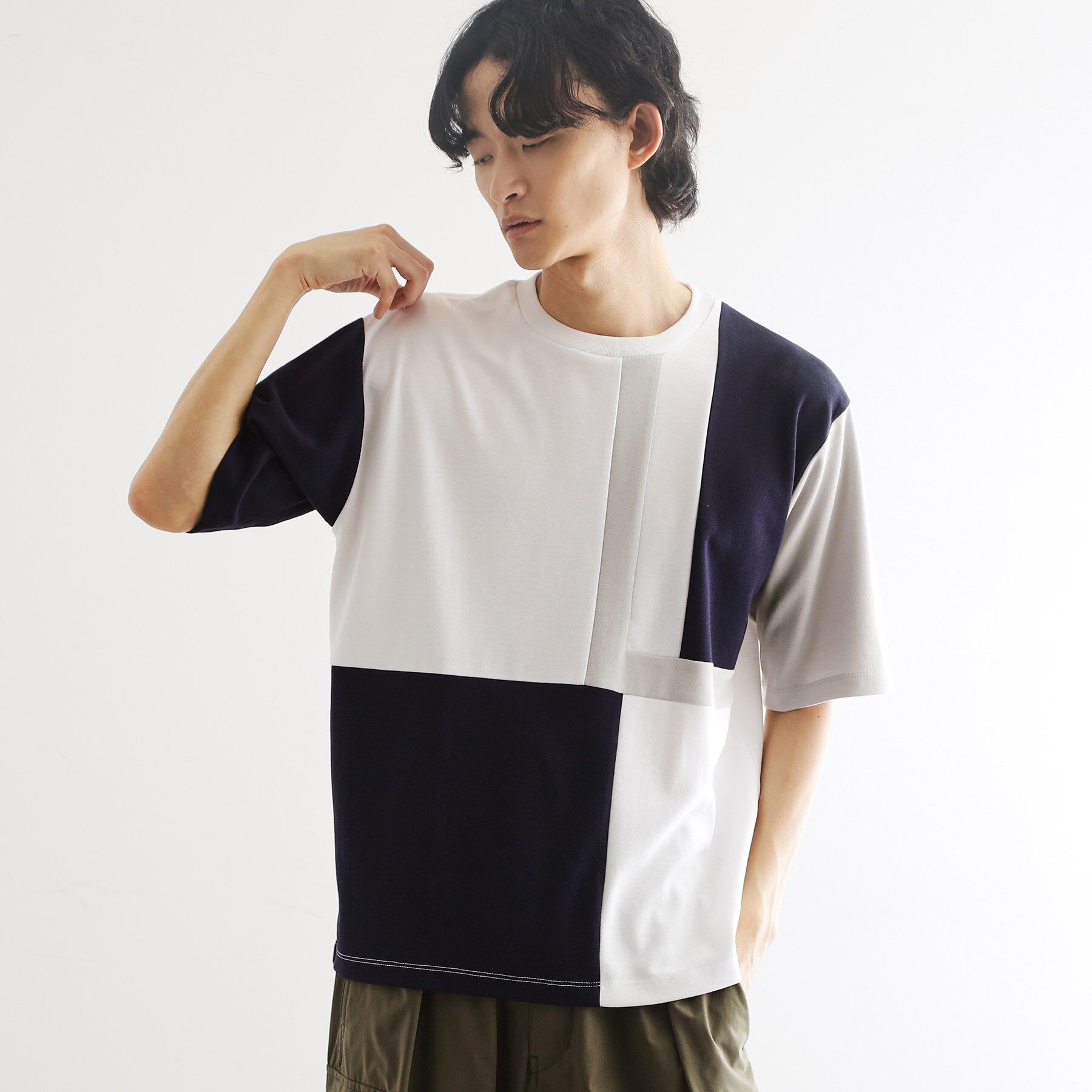 tk.TAKEO KIKUCHI「L字切替カットソー」|Tシャツ・カットソー|ホワイト(501)