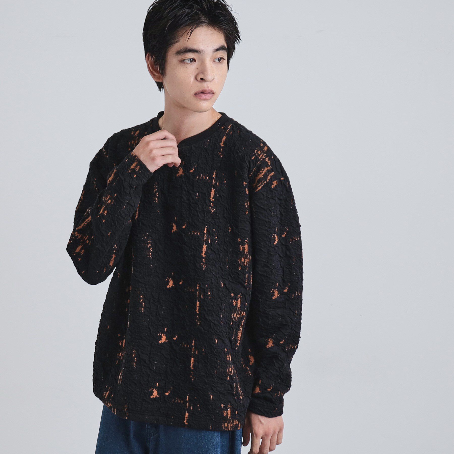 tk.TAKEO KIKUCHI「アブストラクトふくれジャカードプルオーバー」|Tシャツ・カットソー|