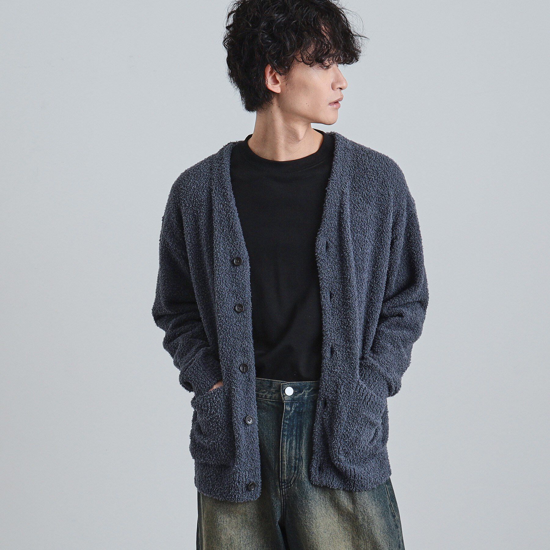 tk.TAKEO KIKUCHI「モールニット カーディガン」|カーディガン|ブルー(092)