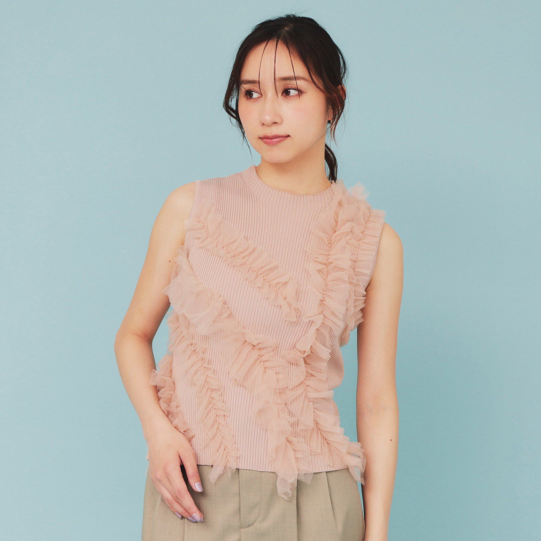 index「ランダムチュールフリルノースリブニット【洗濯機洗い可】」|ニット・セーター|