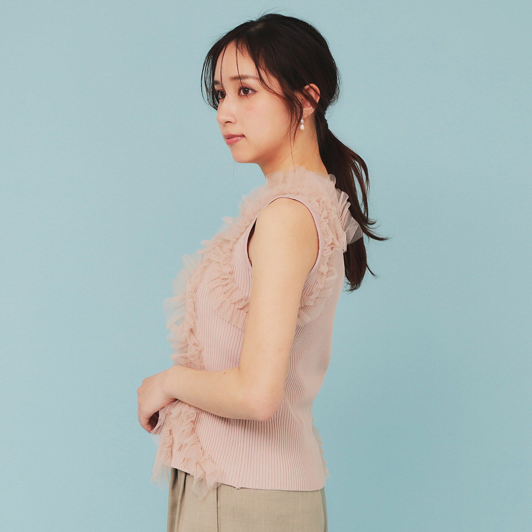 index「ランダムチュールフリルノースリブニット【洗濯機洗い可】」|ニット・セーター|