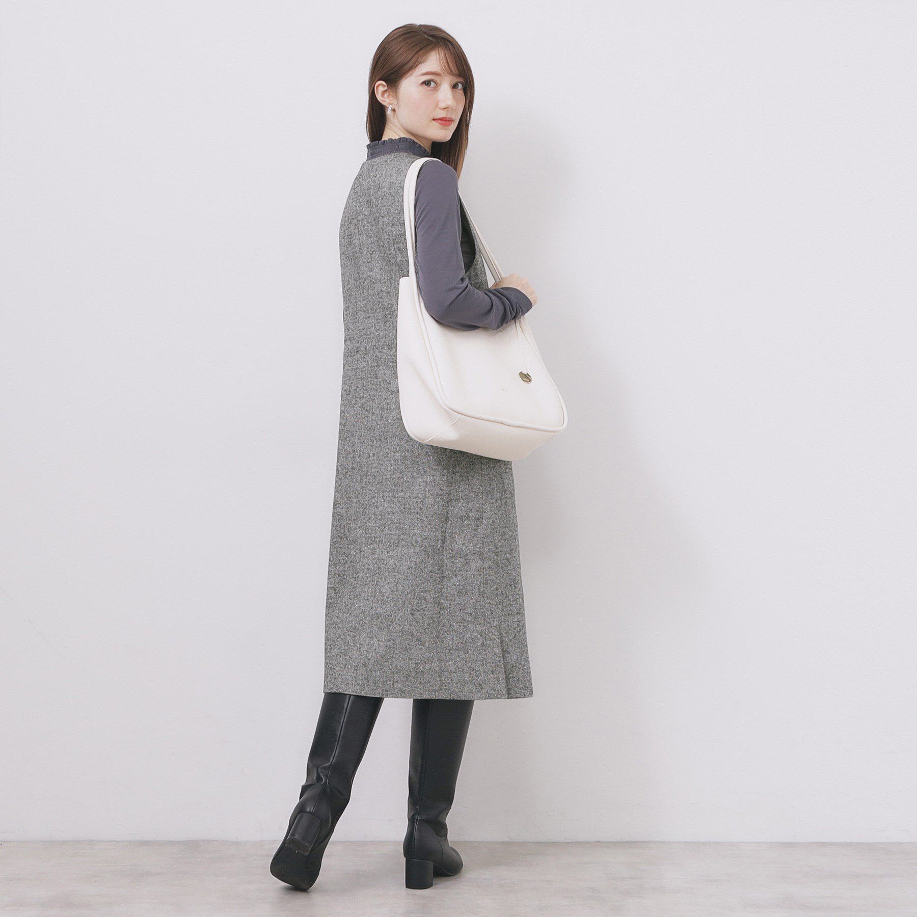 index「ラップ風ツイードジャンスカ【洗濯機OK/防シワ】」|ワンピース|