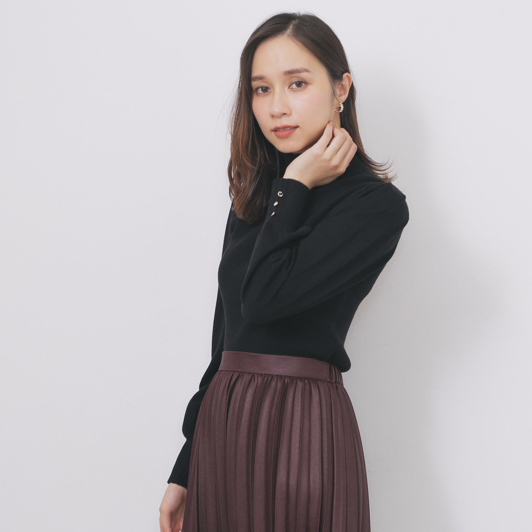 index「タートルネックタックパフスリーブニット【洗濯機OK】」|ニット・セーター|