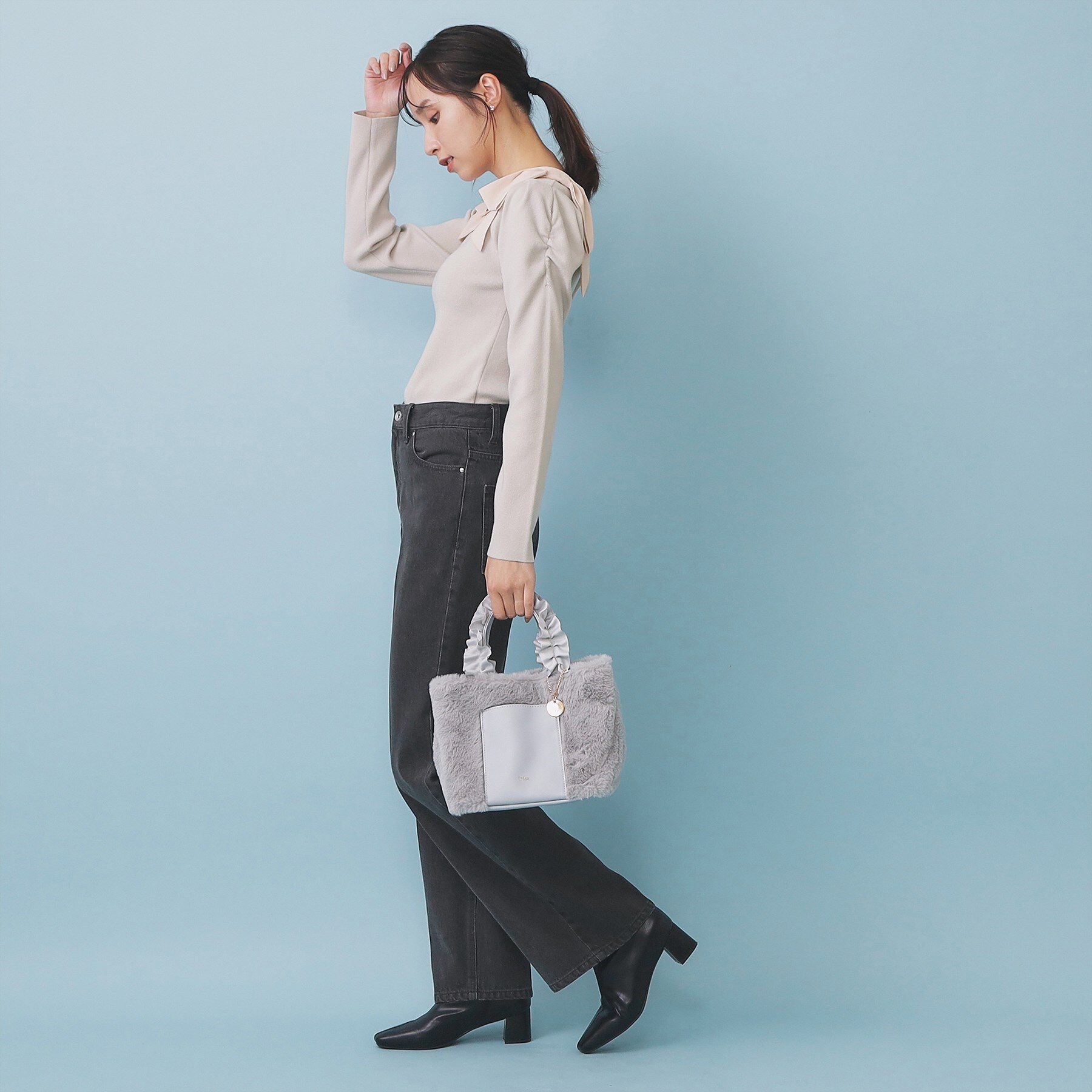 index「ショルダービッグリボンスクエアニット【洗濯機OK】」|ニット・セーター|