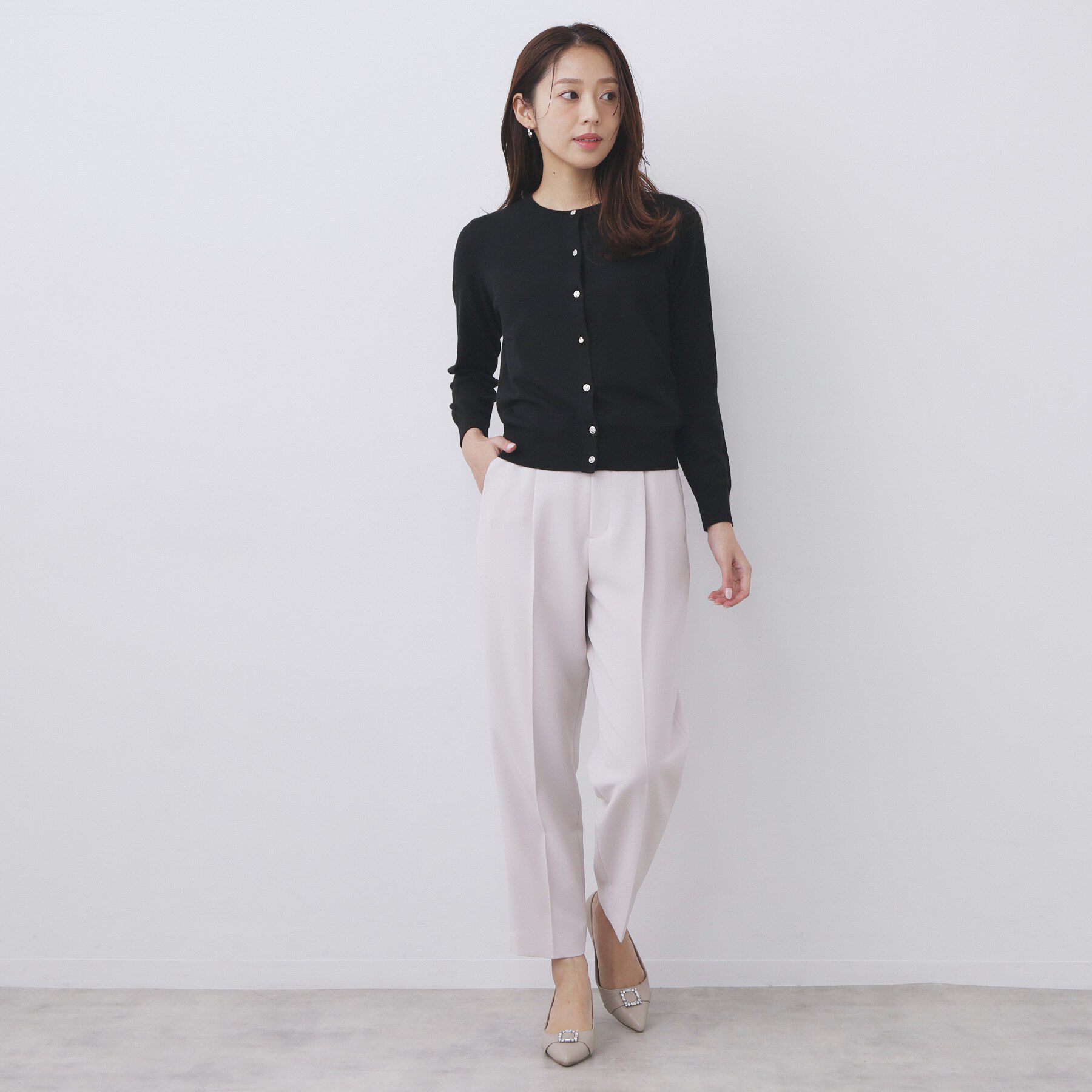 index「柄編みクルーネックカーディガン【洗濯機OK】《7col》」|カーディガン|