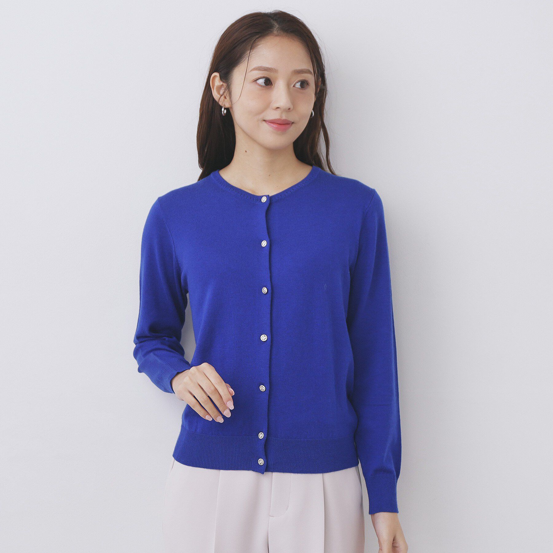 index「柄編みクルーネックカーディガン【洗濯機OK】《7col》」|カーディガン|