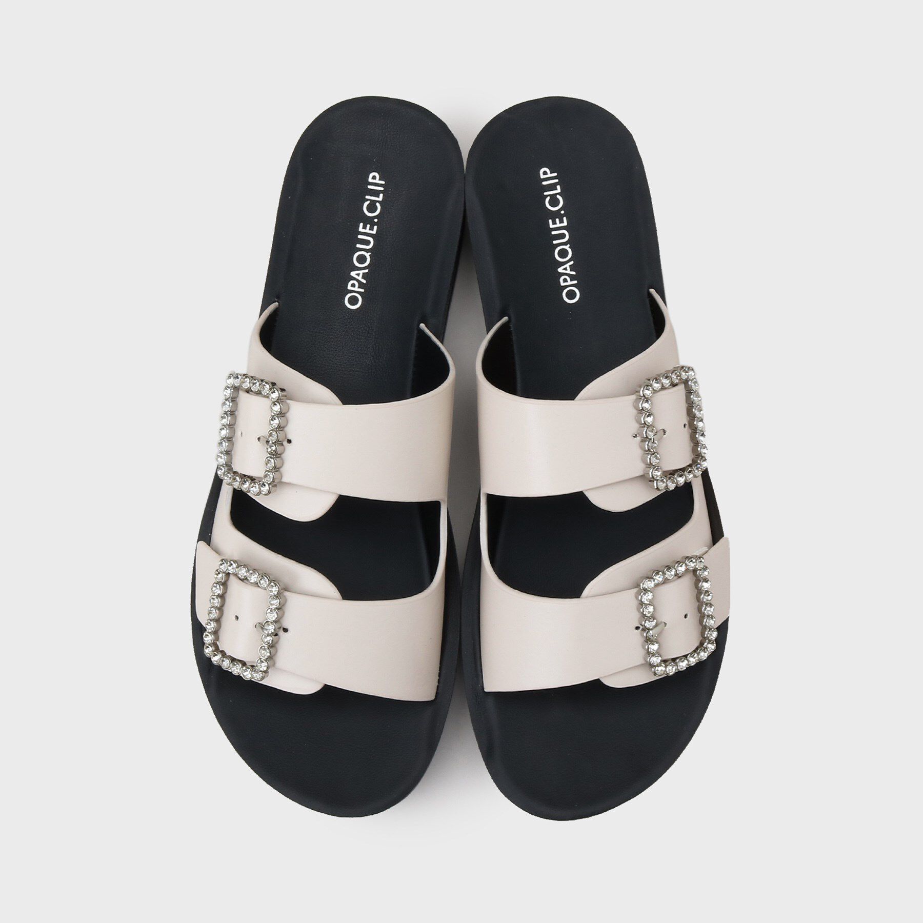 OPAQUE.CLIP「ビジューバックルダブルベルトサンダル」|サンダル|