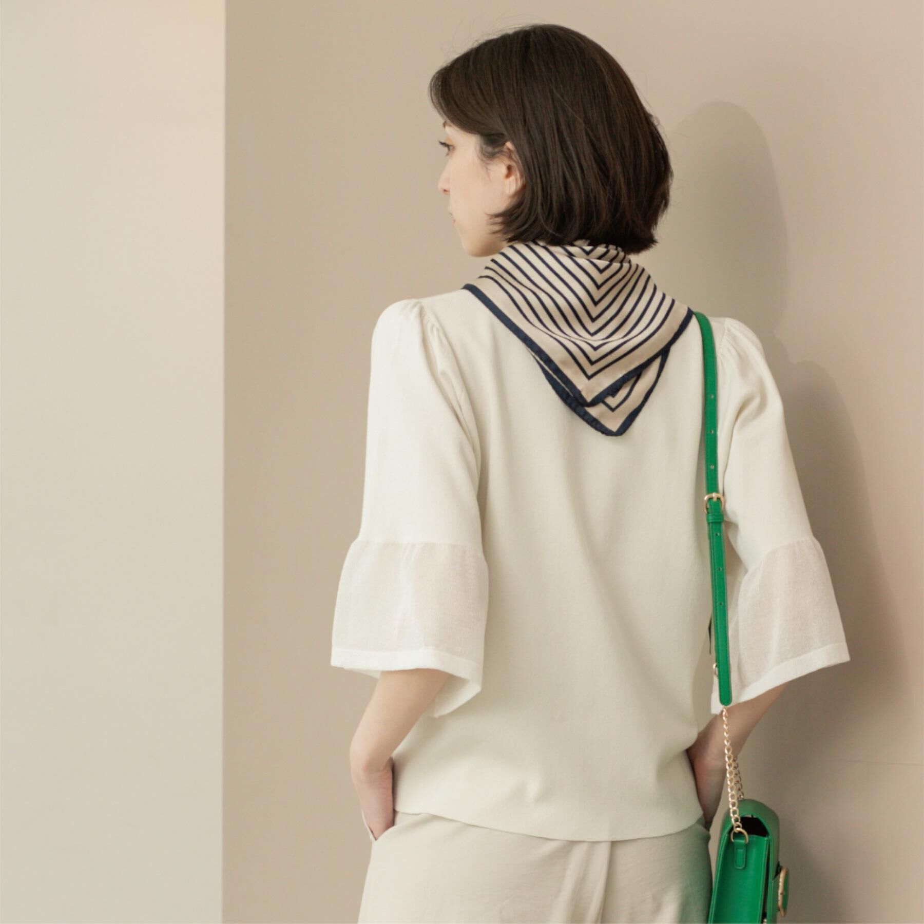 OPAQUE.CLIP「《5色展開》シアーフレアスリーブニット【洗濯機洗い可】」|ニット・セーター|