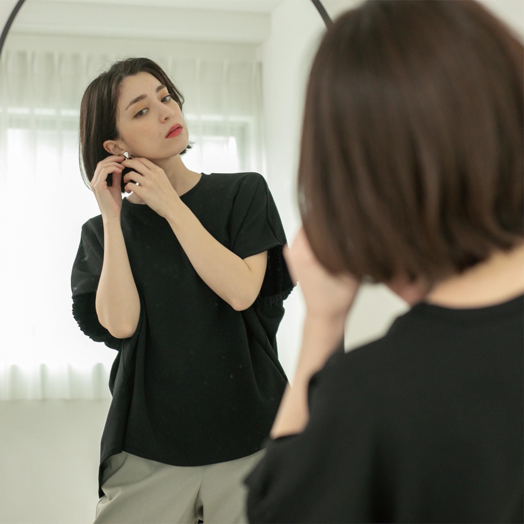 OPAQUE.CLIP「リラクシードルマンスリーブトップス【UV/吸水速乾/洗濯機洗い可】」|Tシャツ・カットソー|ブラック(019)