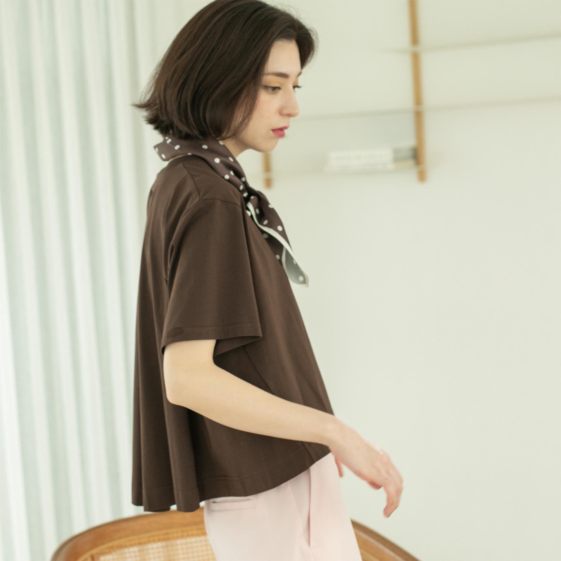 OPAQUE.CLIP「バックフレアショートTシャツ【洗濯機洗い可】」|Tシャツ・カットソー|