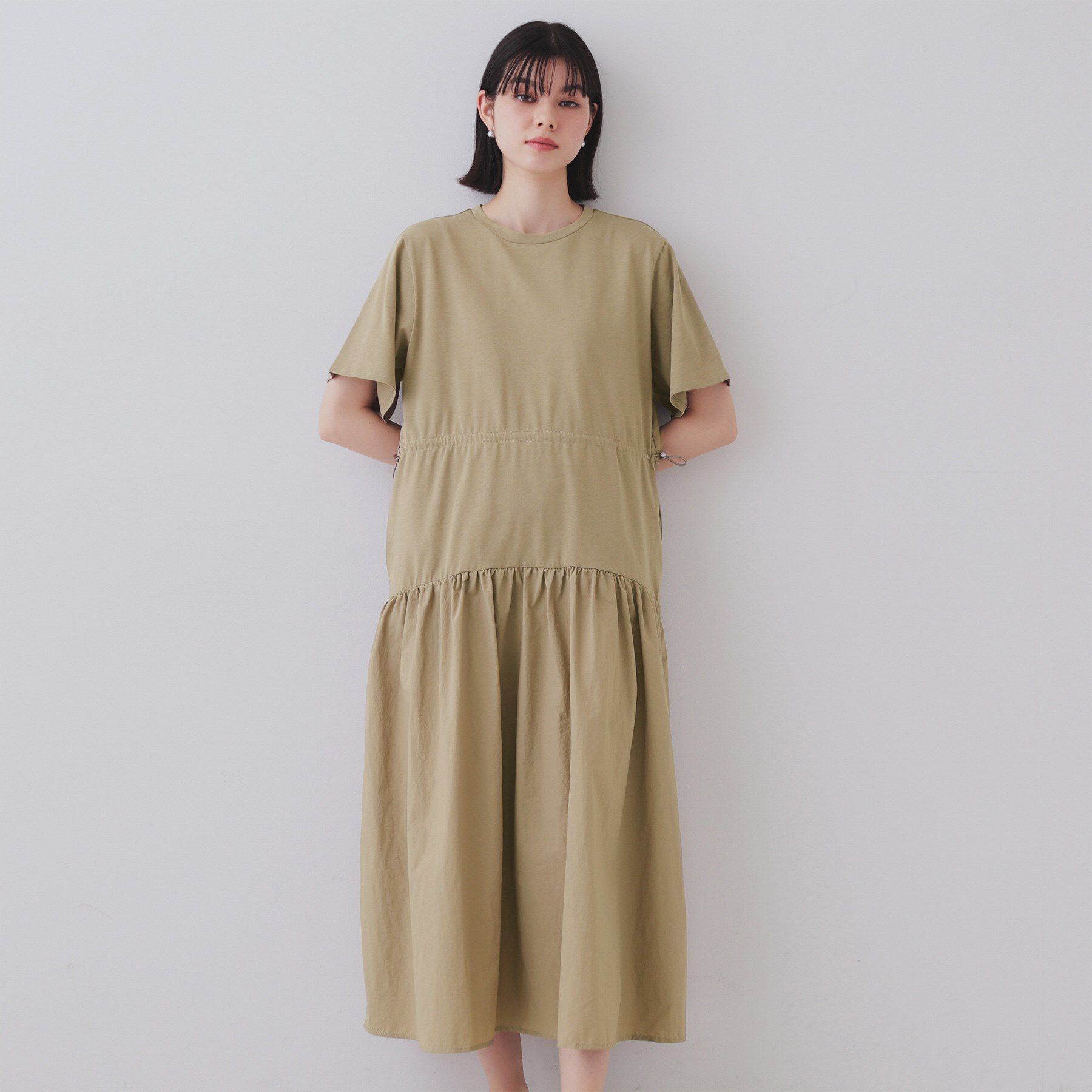 OPAQUE.CLIP「フィット＆フレアドッキングワンピース【洗濯機洗い可】」|ワンピース|