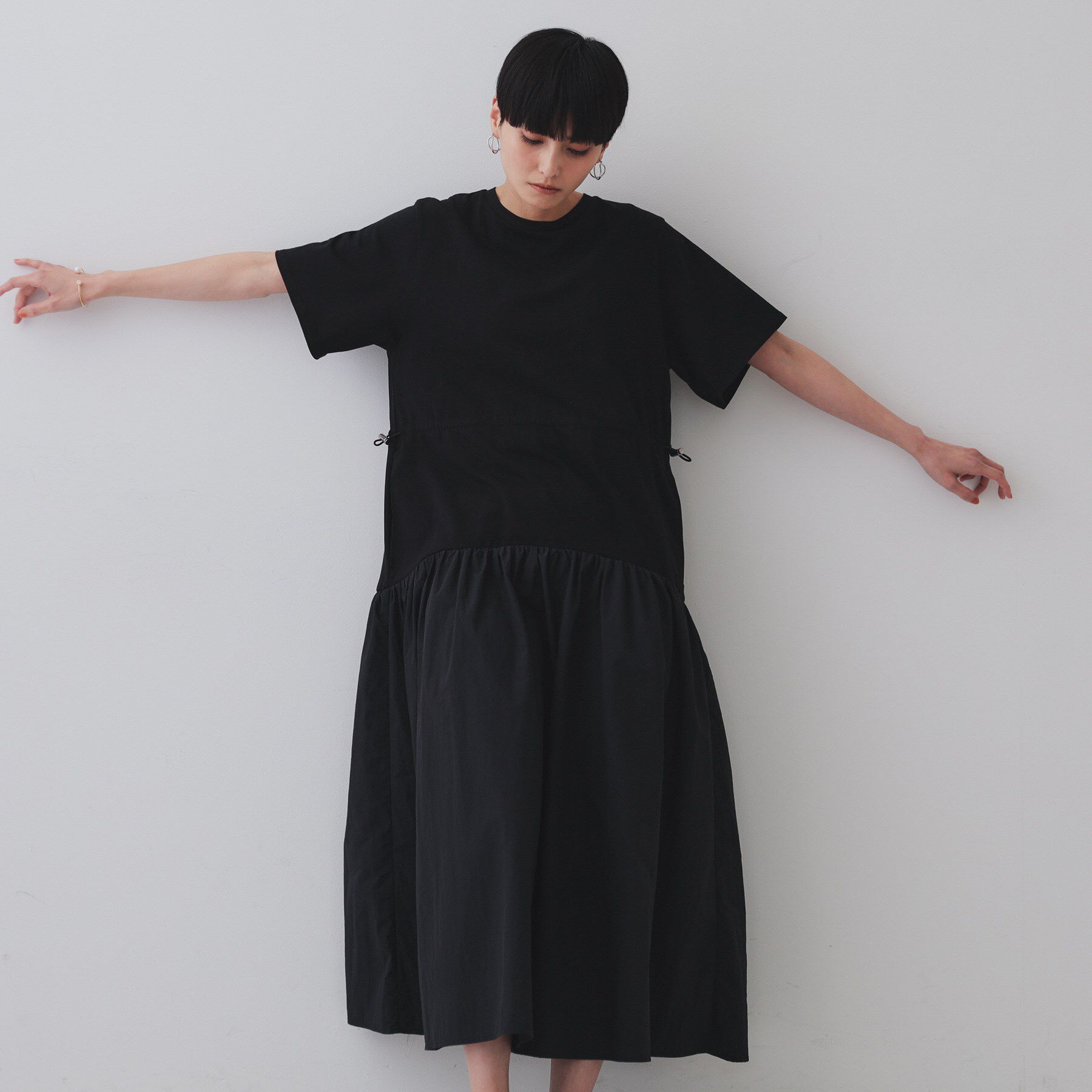 OPAQUE.CLIP「フィット＆フレアドッキングワンピース【洗濯機洗い可】」|ワンピース|