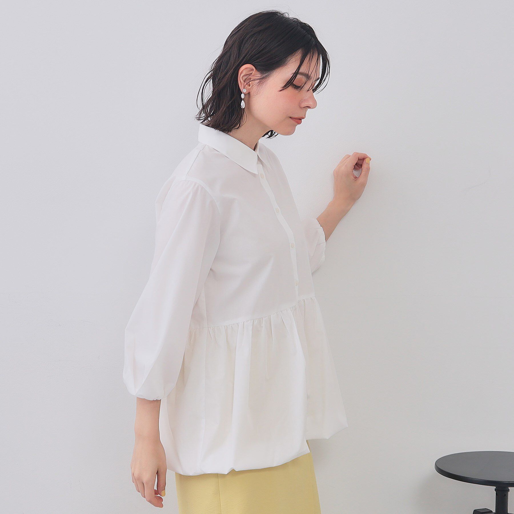 OPAQUE.CLIP「裾バルーンペプラムシャツ【洗濯機洗い可】」|シャツ・ブラウス|