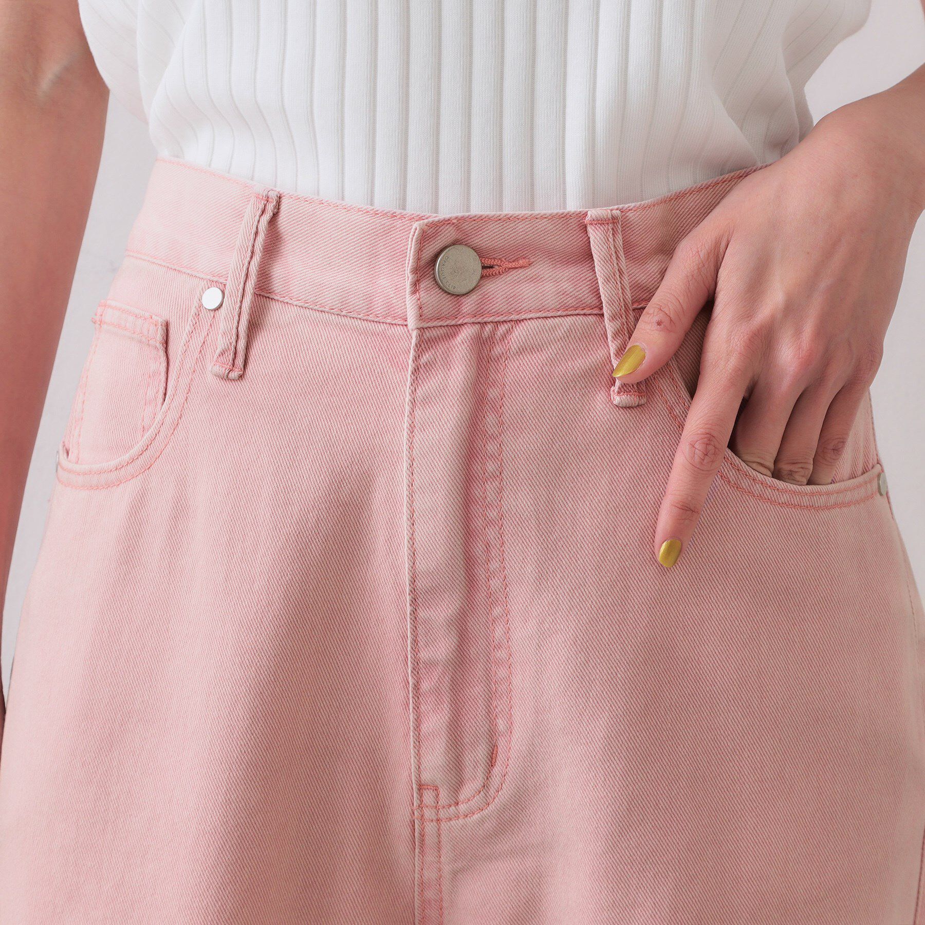 OPAQUE.CLIP「ワイドストレートカラーデニム【洗濯機洗い可】」|デニム|