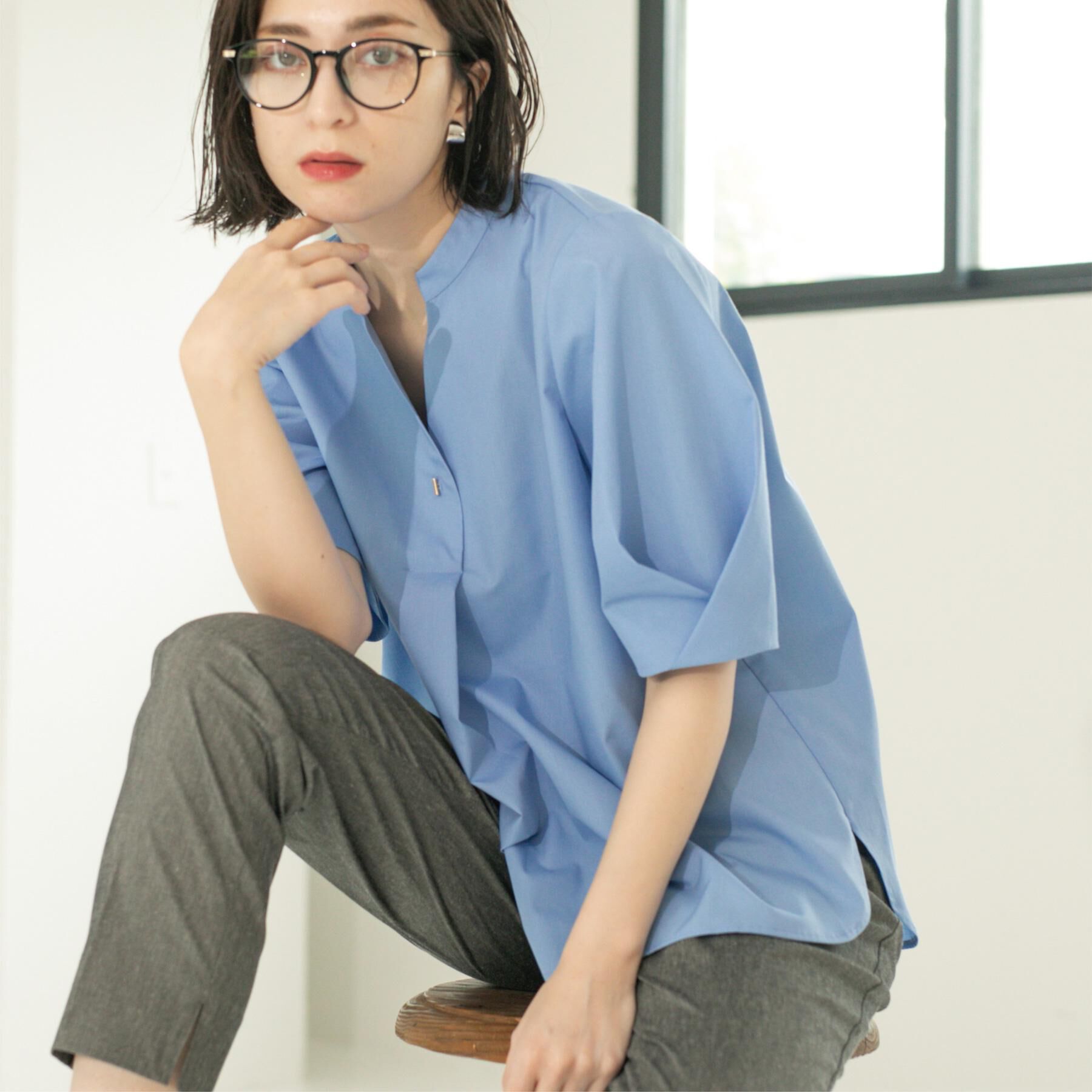 OPAQUE.CLIP「スキッパータックスリーブブラウス【洗濯機洗い可】」|シャツ・ブラウス|