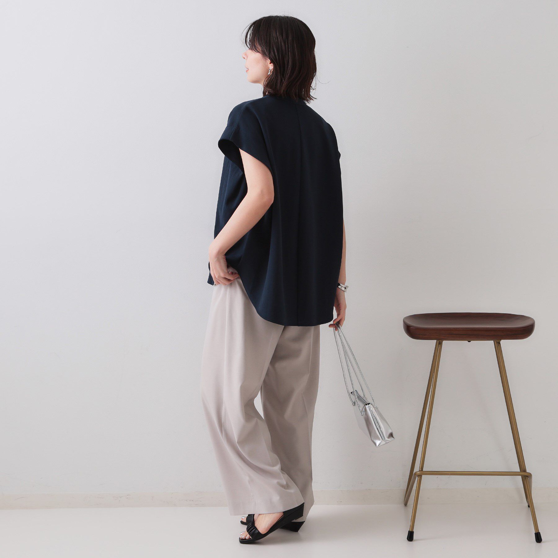 OPAQUE.CLIP「スキッパーフレンチスリーブトップス【UV/吸水速乾/洗濯機洗い可】」|Tシャツ・カットソー|