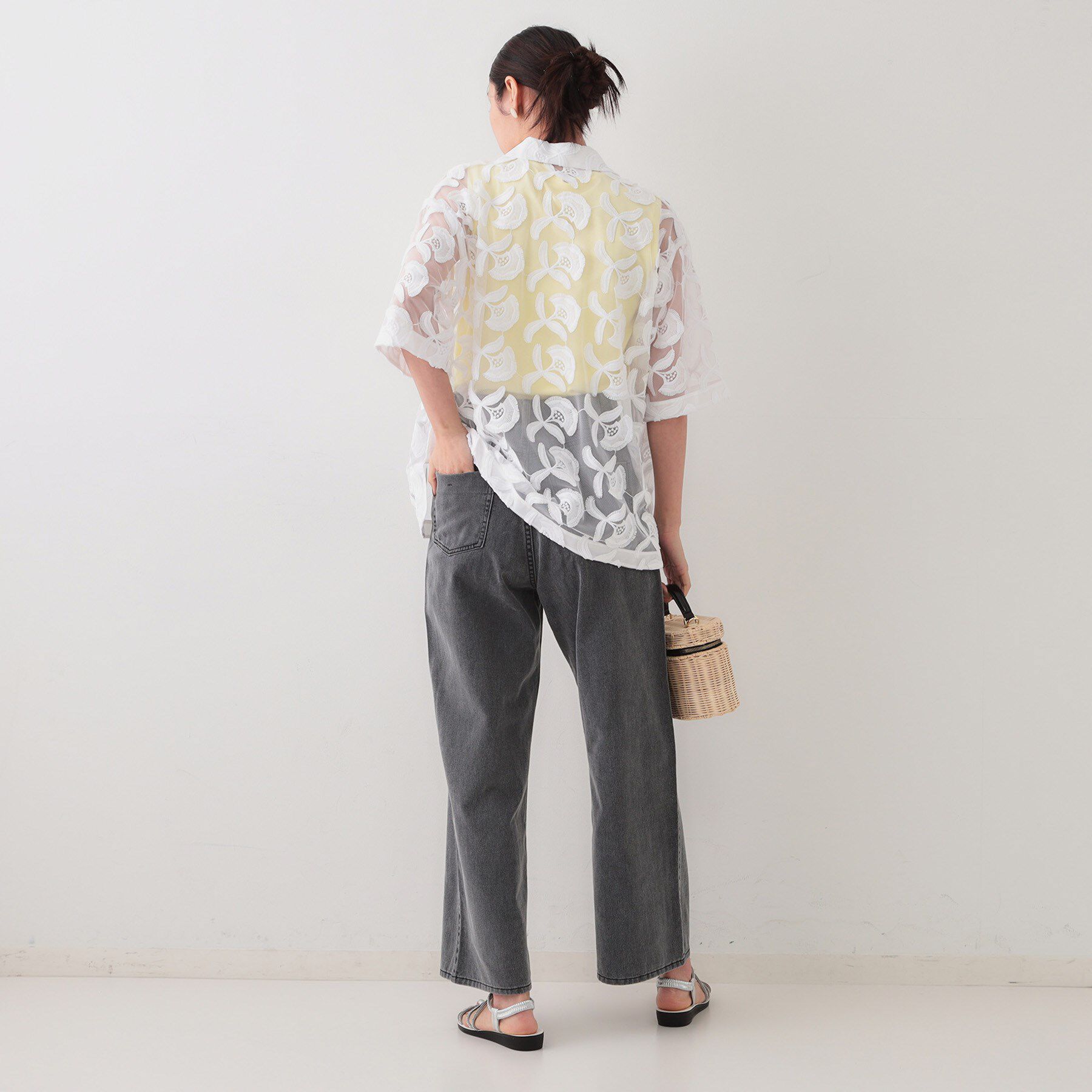 OPAQUE.CLIP「3Dフラワーレースシャツ【洗える】」|シャツ・ブラウス|