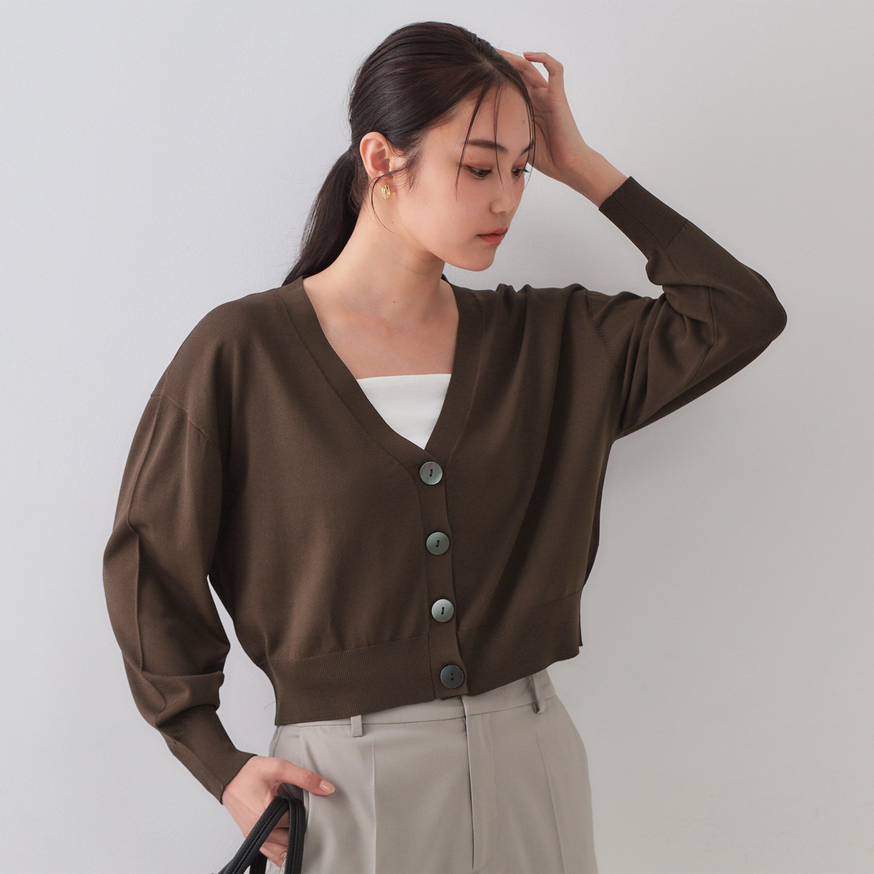 OPAQUE.CLIP「UV Vネックニットカーディガン【接触冷感/洗濯機洗い可/抗ピル】」|カーディガン|