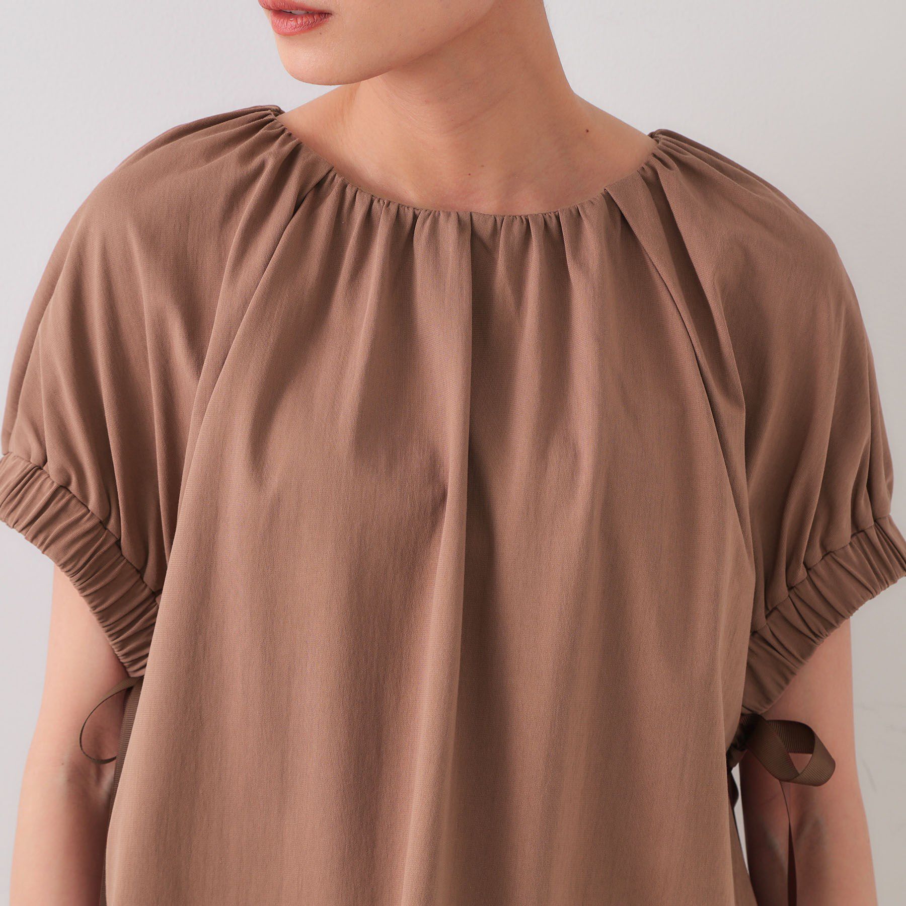 OPAQUE.CLIP「サイドリボンチュニックトップス【洗濯機洗い可】」|Tシャツ・カットソー|