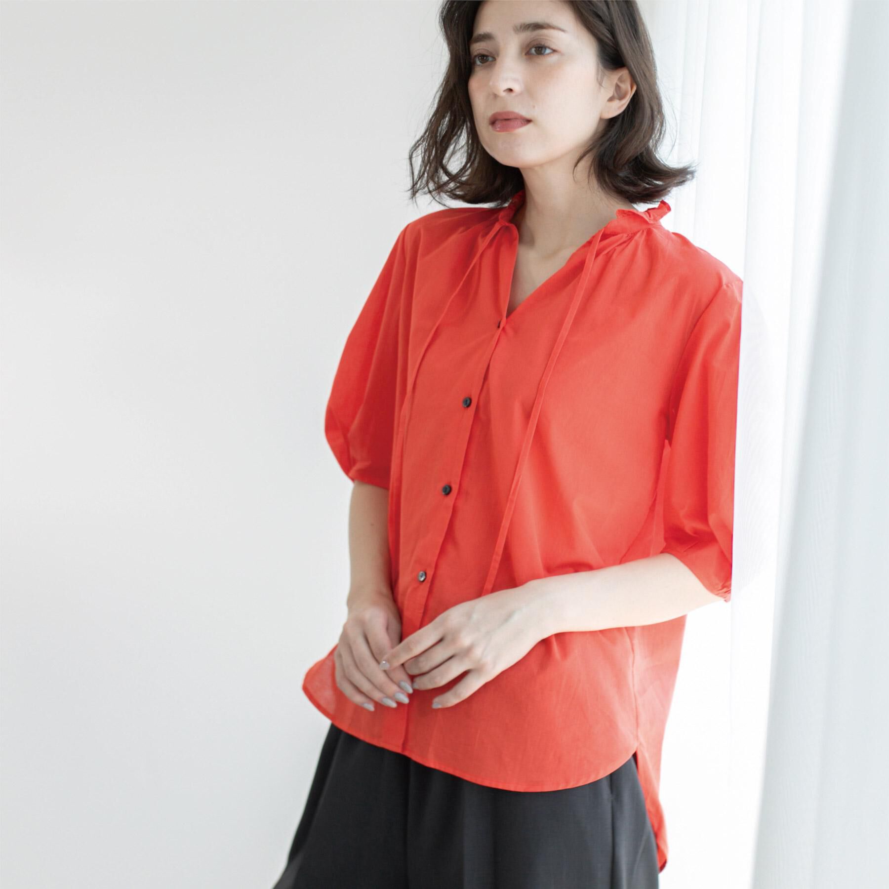 OPAQUE.CLIP「シアーフリルネックブラウス【洗濯機洗い可】」|シャツ・ブラウス|