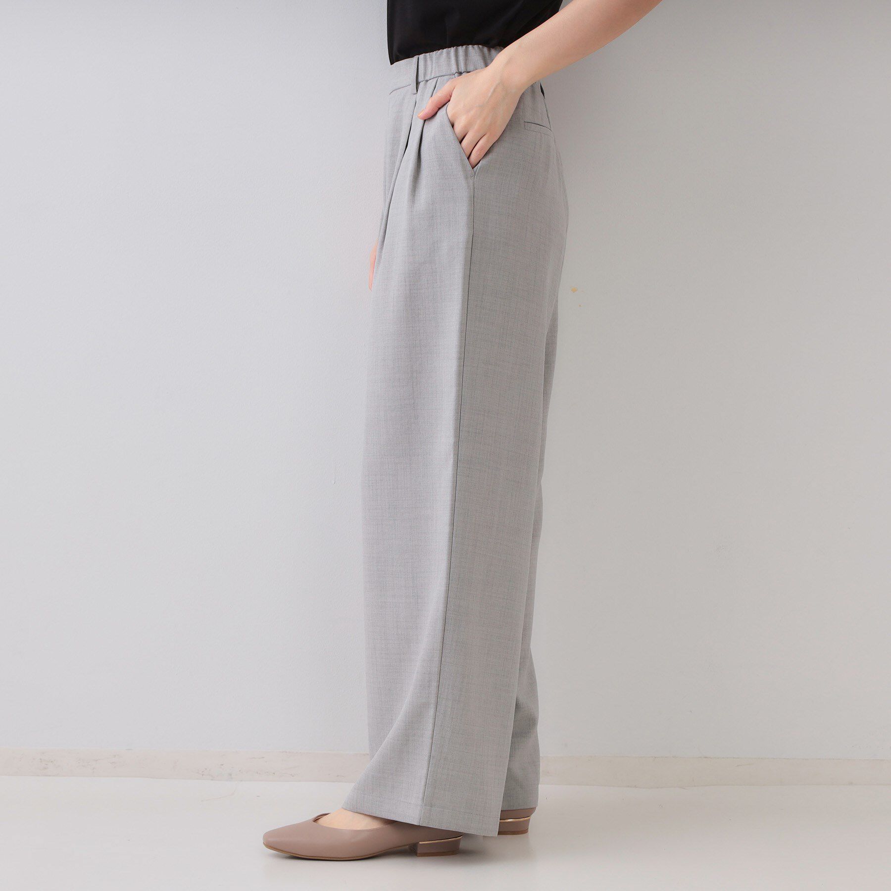 OPAQUE.CLIP「リネンライクタックワイドパンツ【洗濯機洗い可】」|その他|