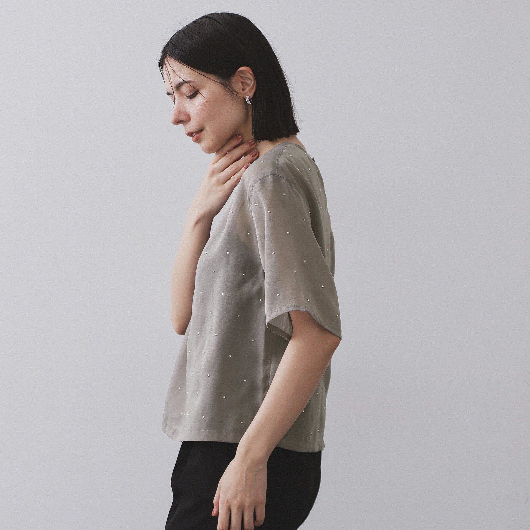 OPAQUE.CLIP「シアービジューブラウス【手洗い可】」|シャツ・ブラウス|