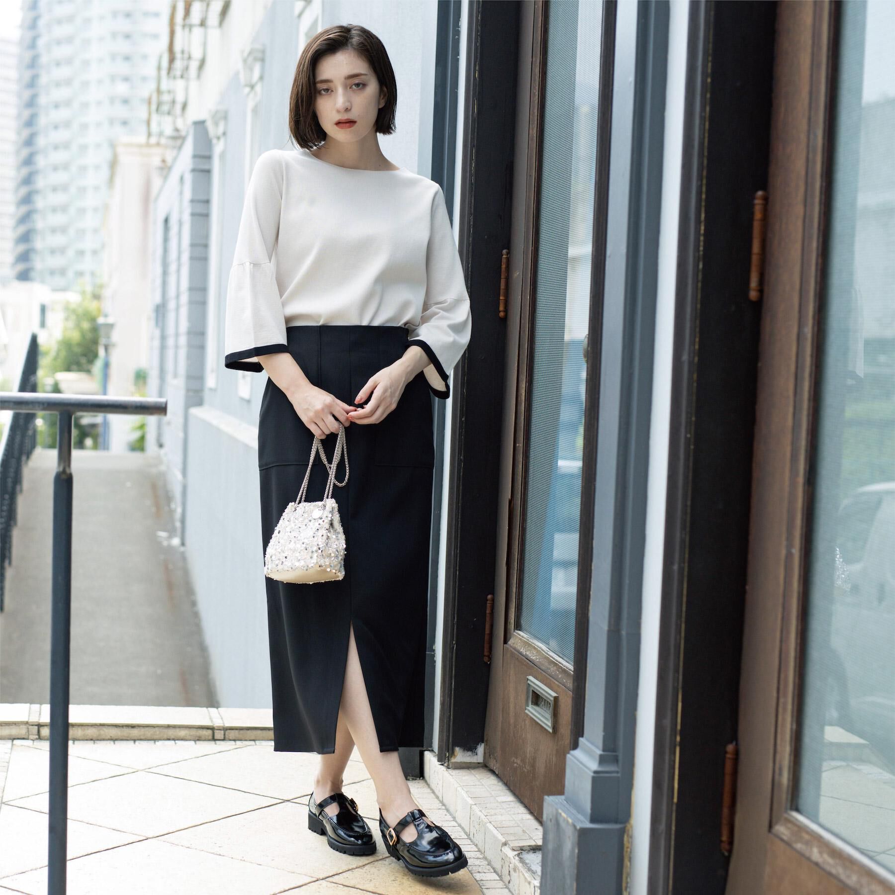 OPAQUE.CLIP「ストレッチダブルポケットタイトスカート【洗える】」|スカート|