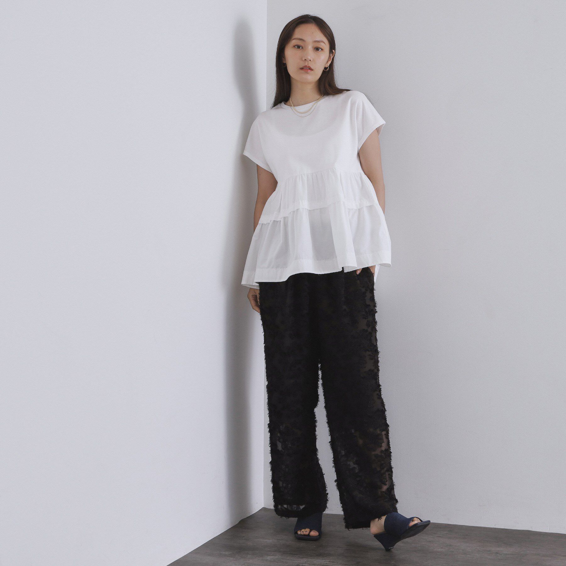 OPAQUE.CLIP「フリンジジャカードイージーパンツ【洗濯機洗い可】」|その他|