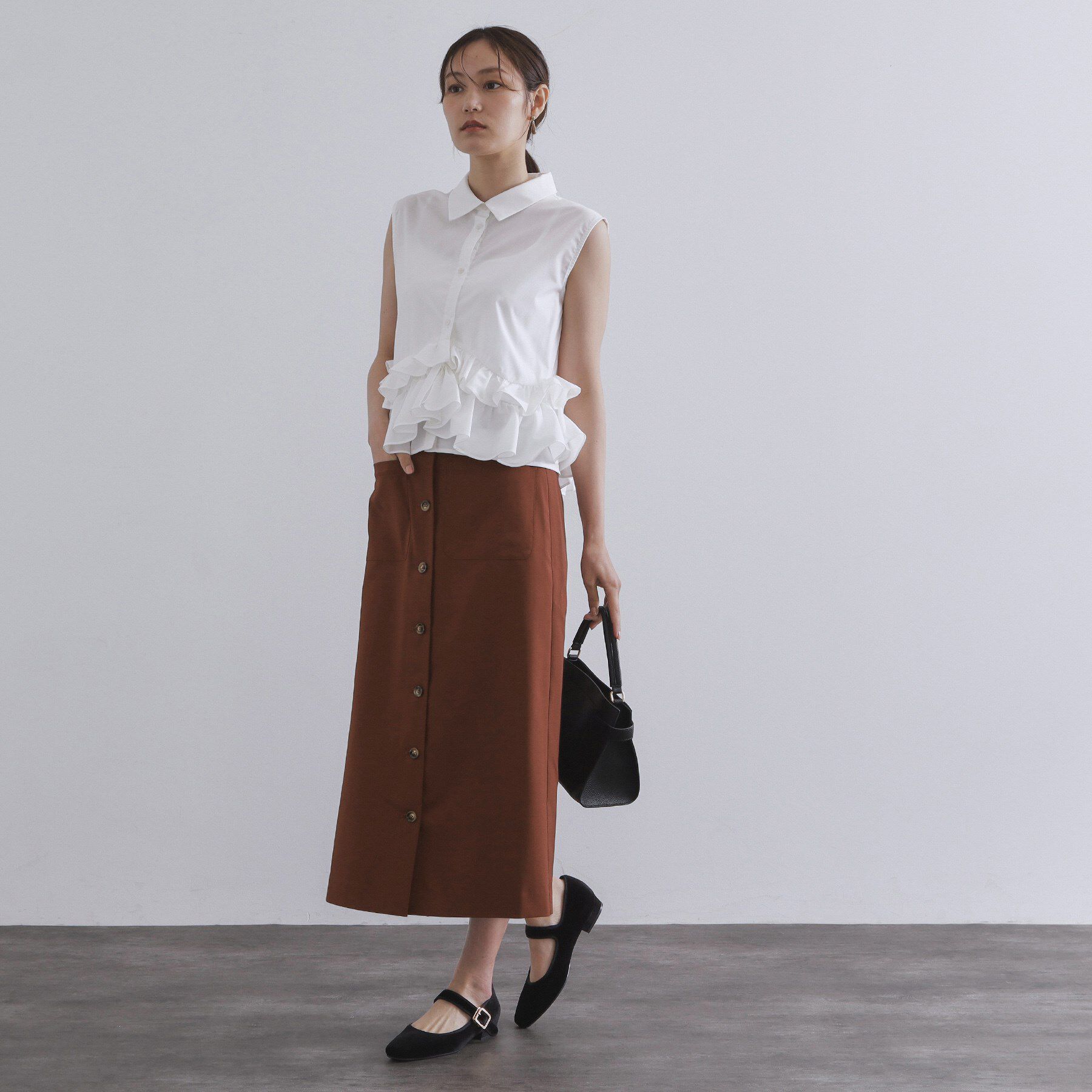 OPAQUE.CLIP「ポケットデザインナロースカート【洗濯機洗い可】」|スカート|