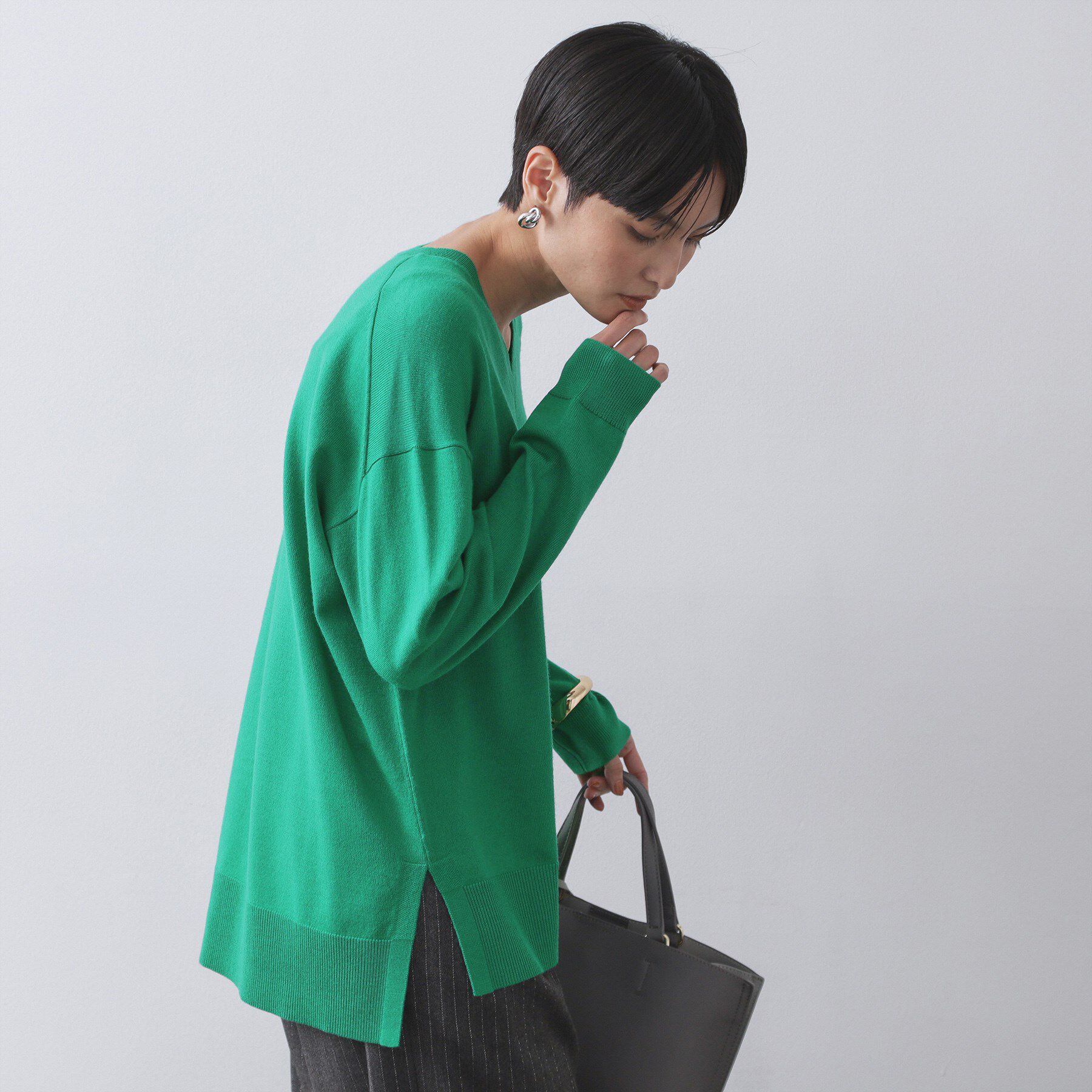 OPAQUE.CLIP「Vネックニット/エクストラファインメリノウール【THEシリーズ/洗濯機OK】」|ニット・セーター|