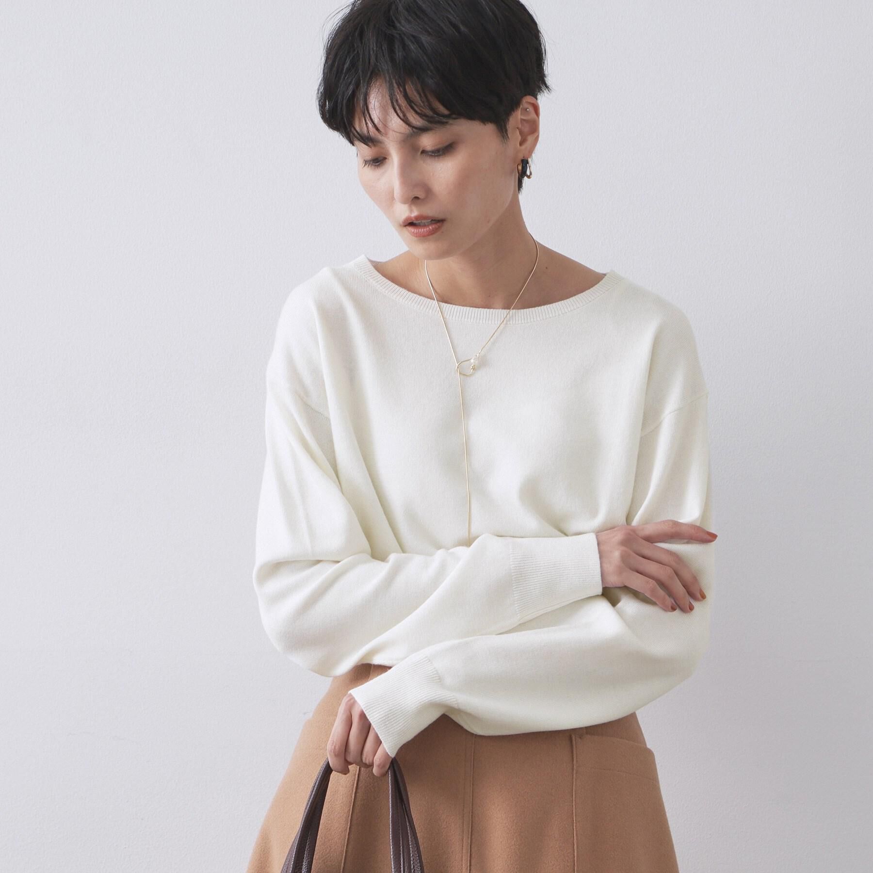 OPAQUE.CLIP「ボートネックニット/エクストラファインメリノウール【THEシリーズ/洗濯機OK】」|ニット・セーター|