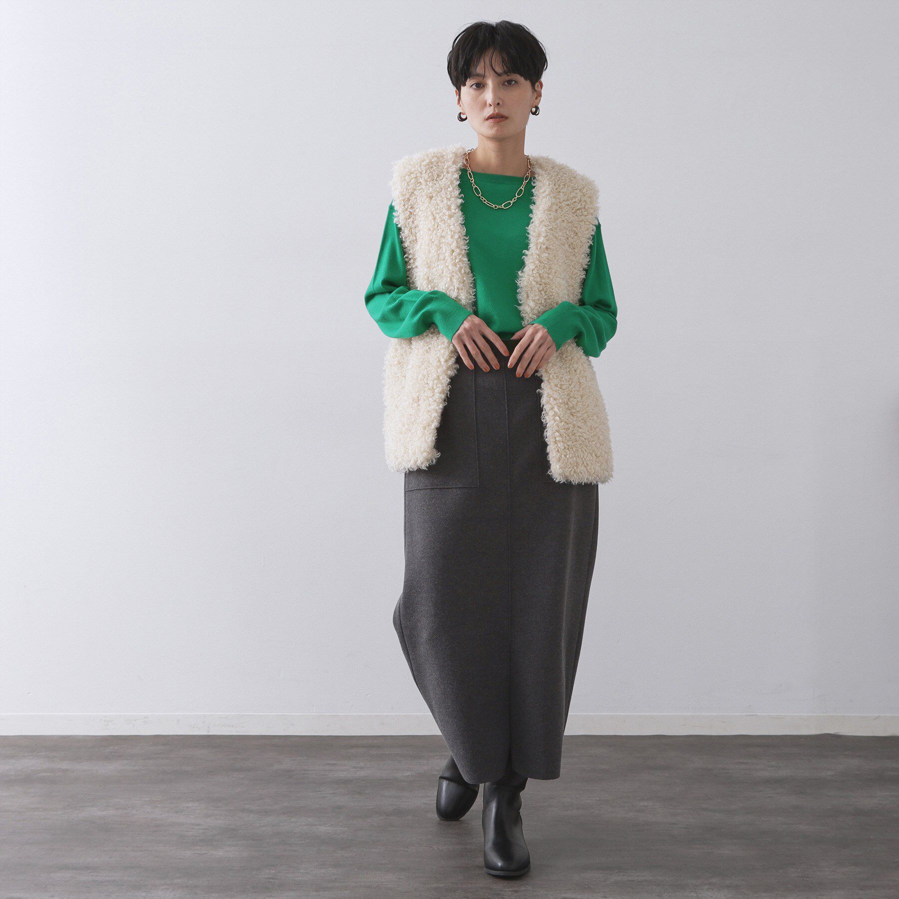 OPAQUE.CLIP「ボートネックニット/エクストラファインメリノウール【THEシリーズ/洗濯機OK】」|ニット・セーター|