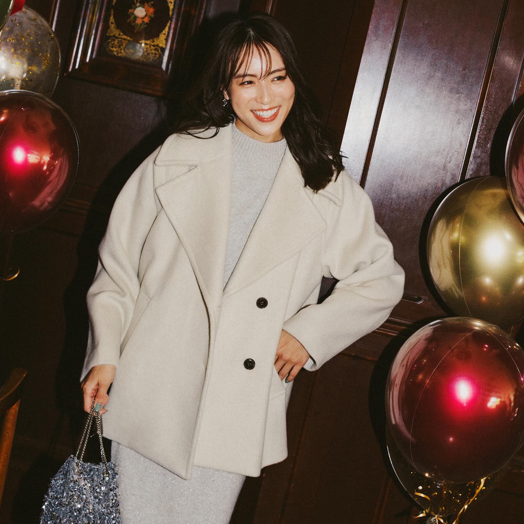 OPAQUE.CLIP「カシミヤブレンドウールミドルピーコート」|ピーコート|