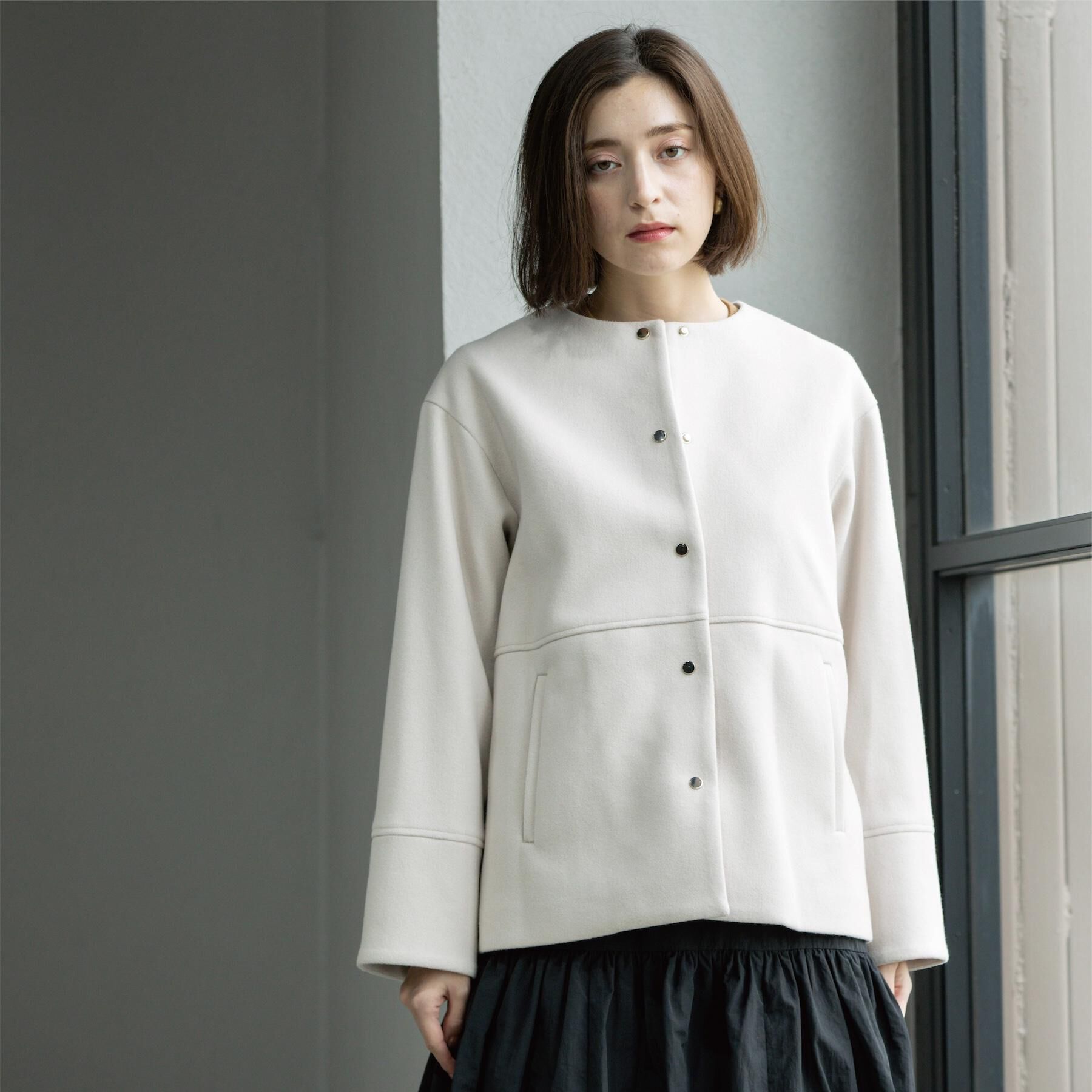 OPAQUE.CLIP「ウールライクメルトンノーカラーコート【洗濯機洗い可】」|ノーカラーコート|