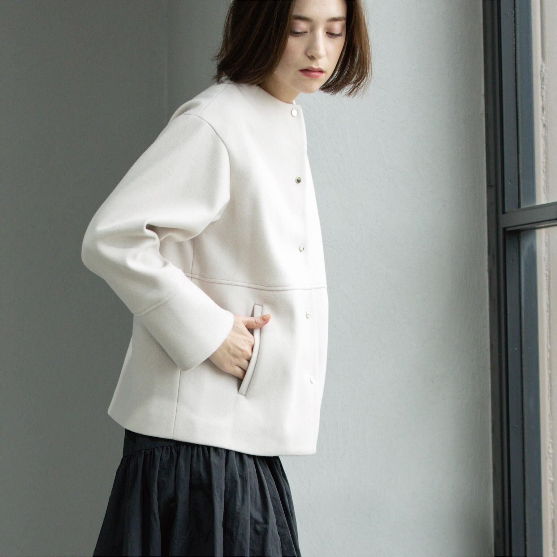 OPAQUE.CLIP「ウールライクメルトンノーカラーコート【洗濯機洗い可】」|ノーカラーコート|