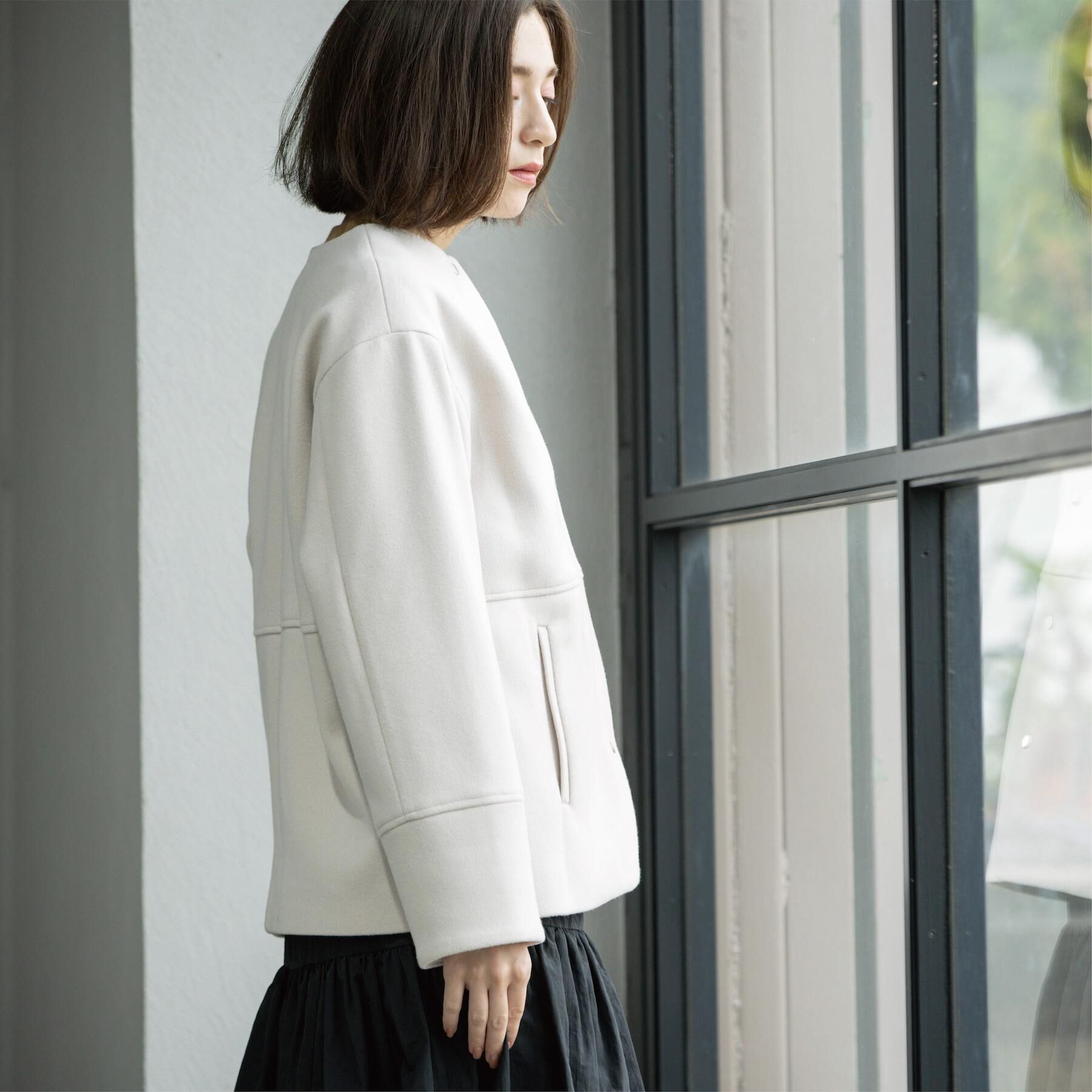 OPAQUE.CLIP「ウールライクメルトンノーカラーコート【洗濯機洗い可】」|ノーカラーコート|