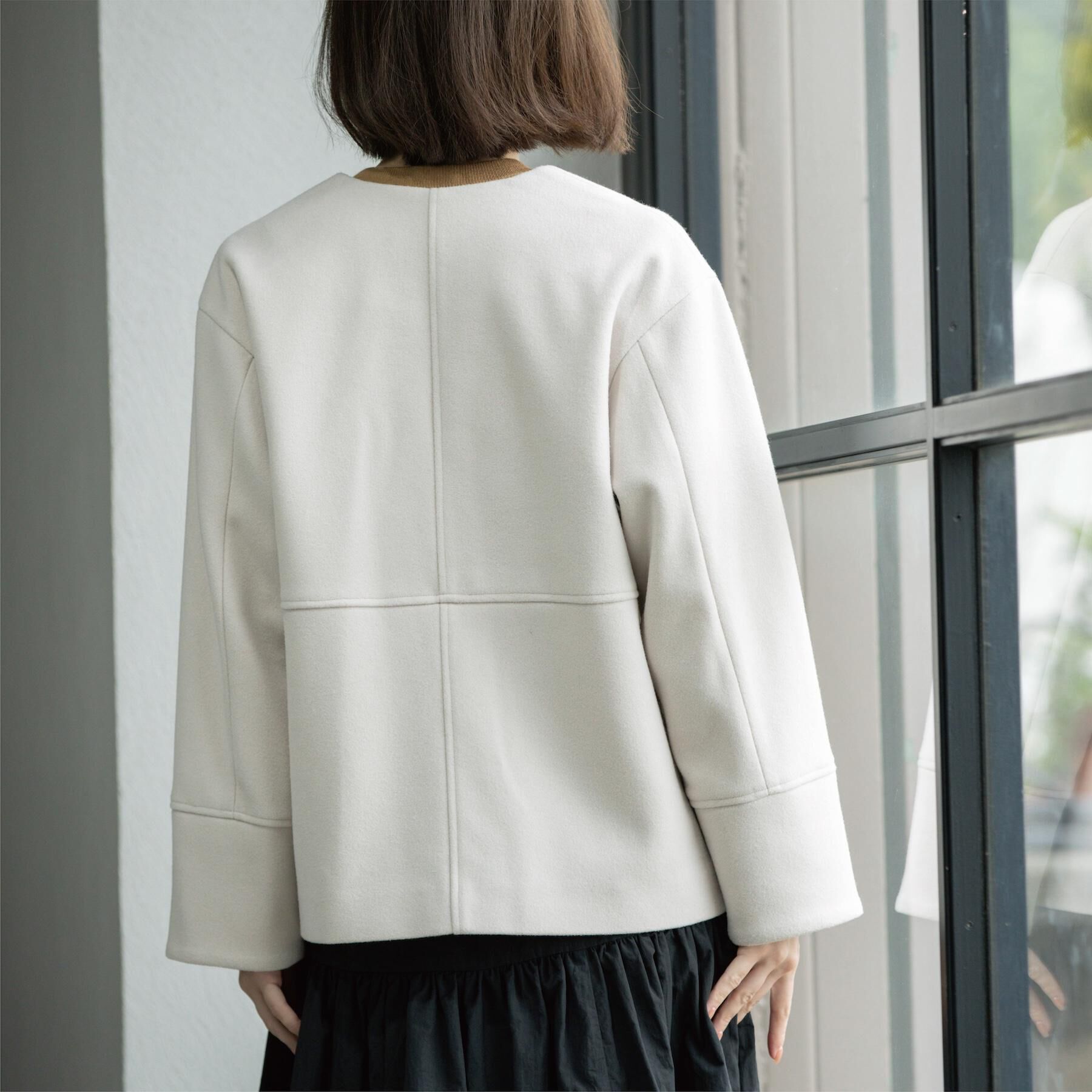 OPAQUE.CLIP「ウールライクメルトンノーカラーコート【洗濯機洗い可】」|ノーカラーコート|