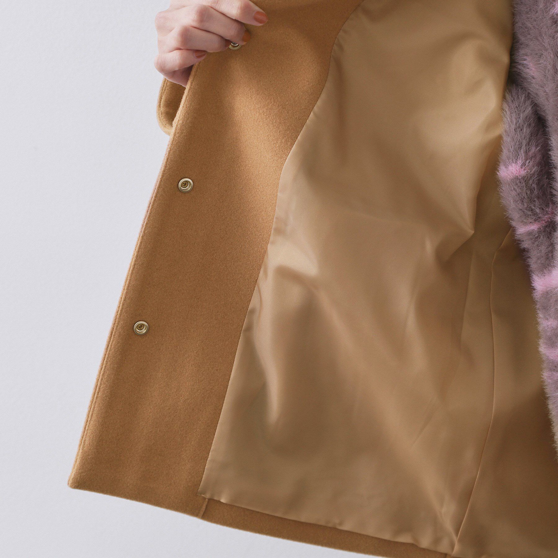 OPAQUE.CLIP「ウールライクメルトンノーカラーコート【洗濯機洗い可】」|ノーカラーコート|