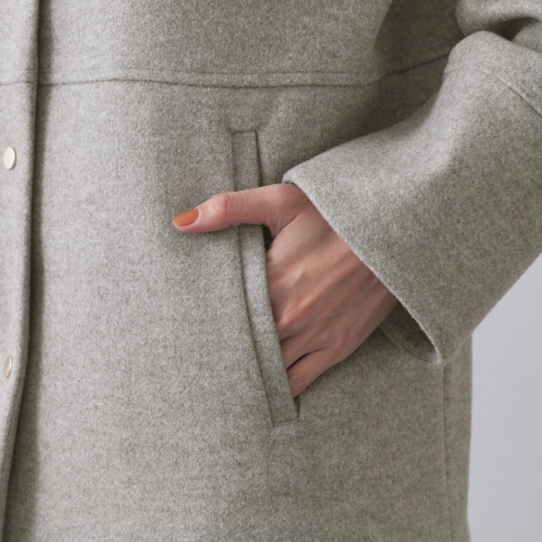 OPAQUE.CLIP「ウールライクメルトンノーカラーコート【洗濯機洗い可】」|ノーカラーコート|