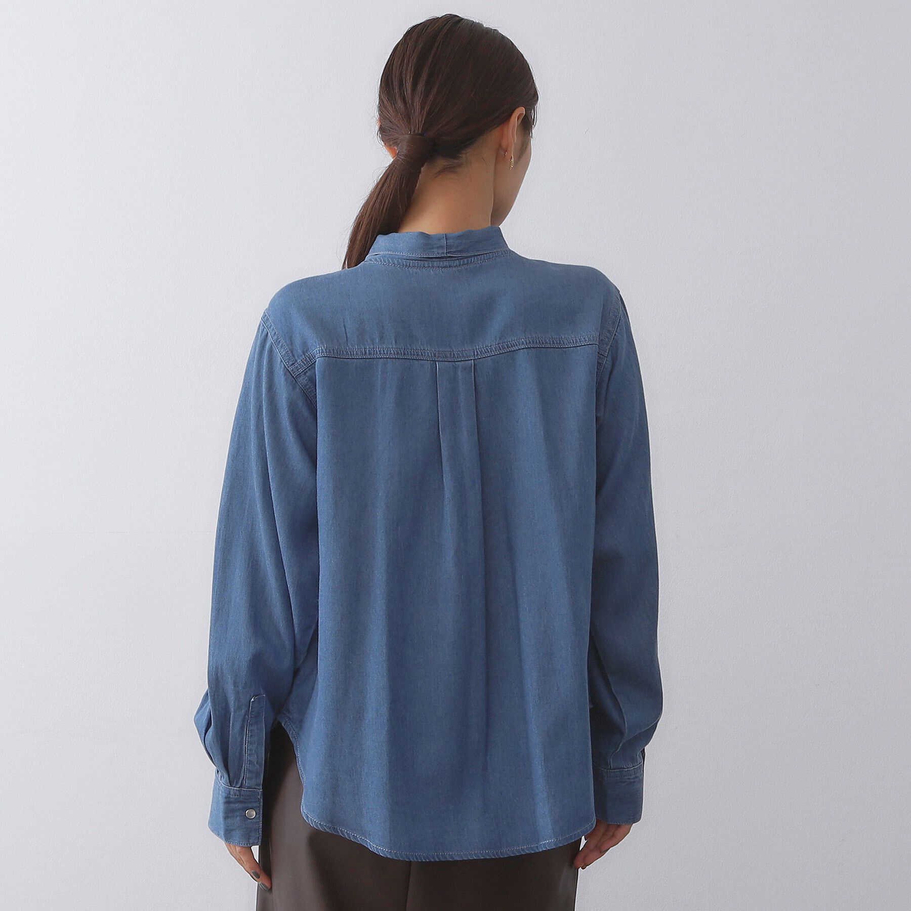 OPAQUE.CLIP「セルロース混デニムボウタイブラウス【洗濯機洗い可】」|シャツ・ブラウス|