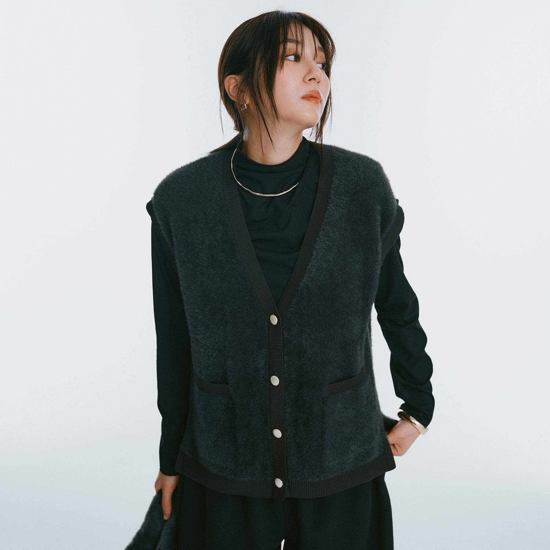 OPAQUE.CLIP「フェザーヤーンニットベスト【洗濯機OK/抗ピル】」|ニット・セーター|