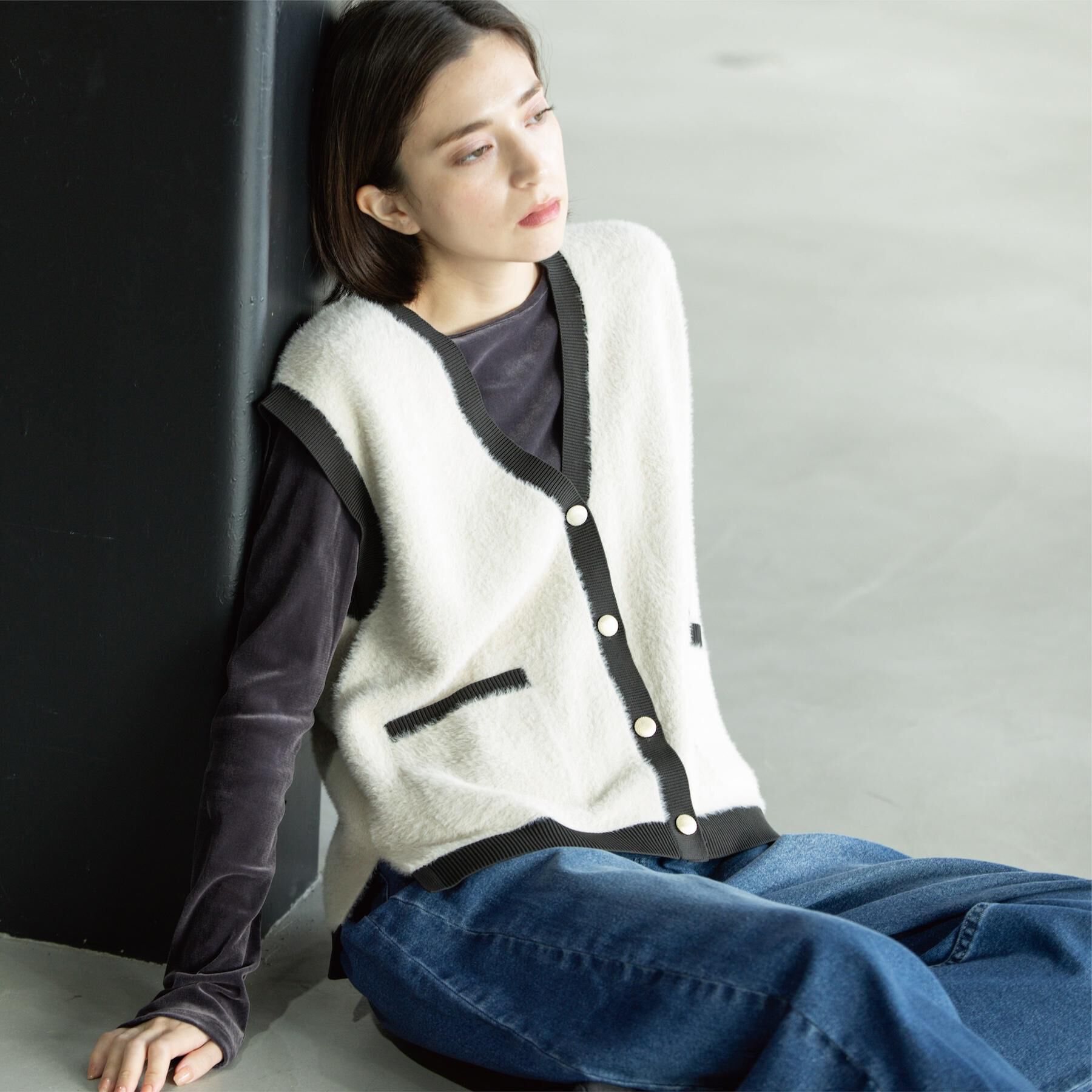 OPAQUE.CLIP「フェザーヤーンニットベスト【洗濯機OK/抗ピル】」|ニット・セーター|