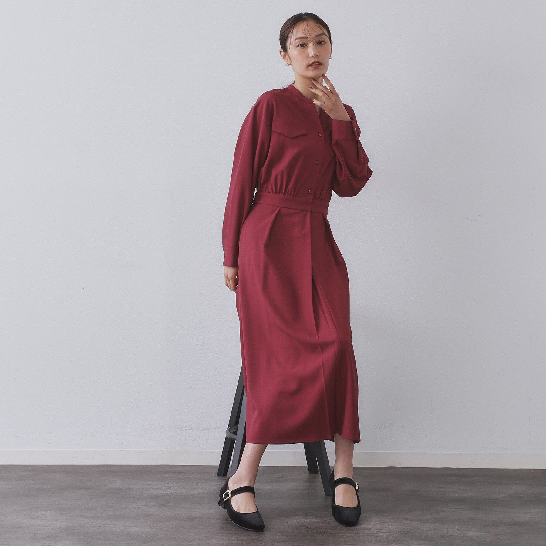 OPAQUE.CLIP「ウールライクフィット＆フレアワンピース【洗濯機OK】」|ワンピース|