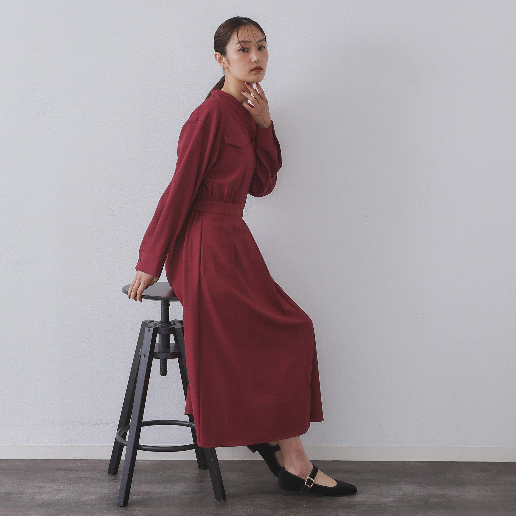 OPAQUE.CLIP「ウールライクフィット＆フレアワンピース【洗濯機OK】」|ワンピース|