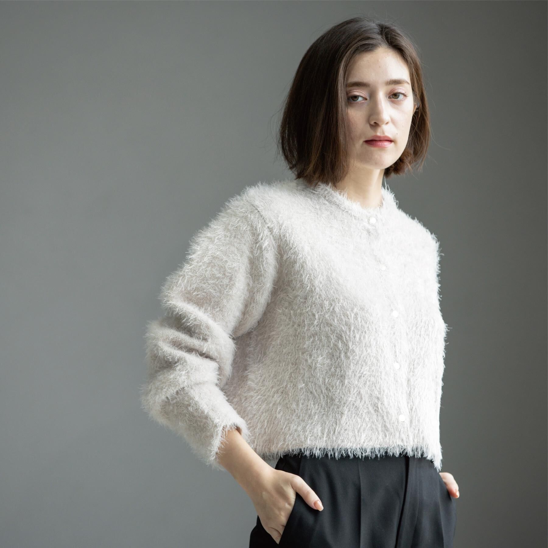 OPAQUE.CLIP「シャギーショートカーディガン【洗濯機OK】《6col》」|カーディガン|