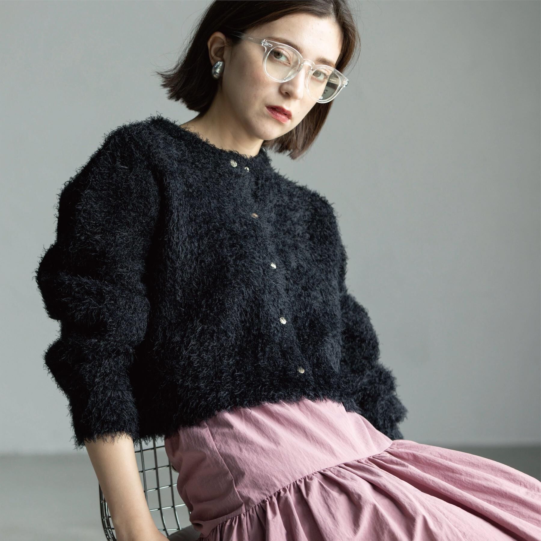 OPAQUE.CLIP「シャギーショートカーディガン【洗濯機OK】《6col》」|カーディガン|